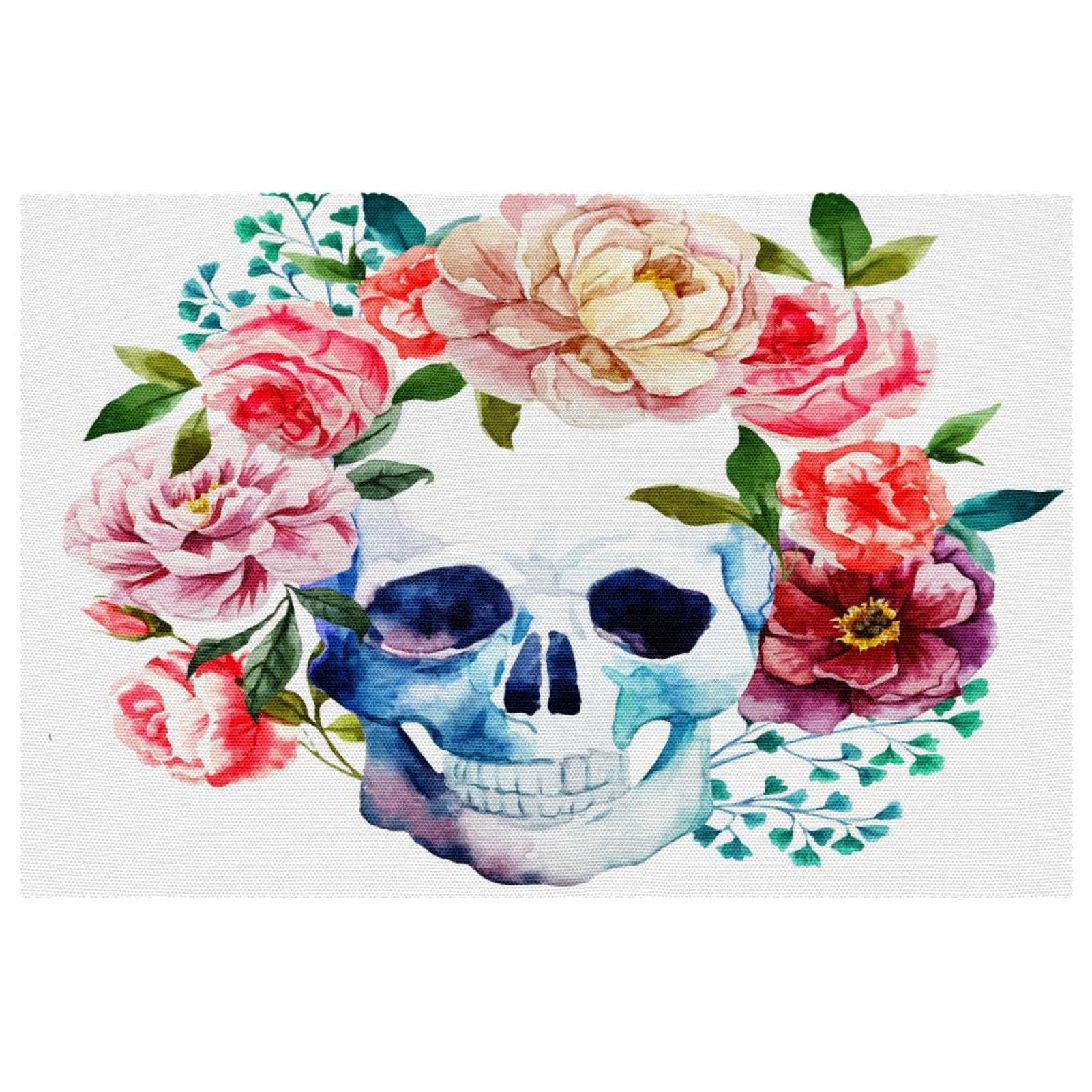 Set de table tête de mort mexicaine lot de 6 tapis de table antidérapants 30x45 cm