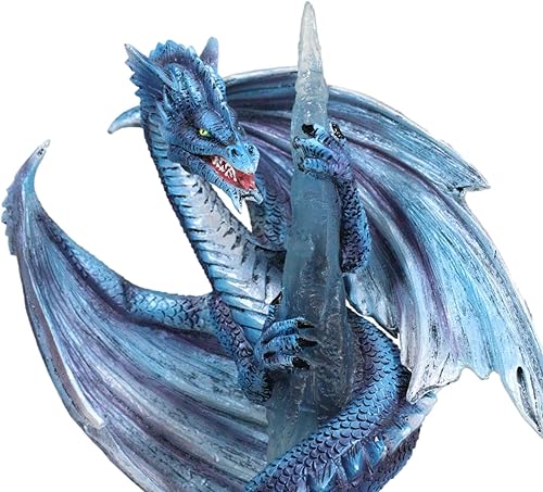 Miniatura 4 de Ebros Gift Estalactita congelada dragón azul aferrado a la montaña de hielo puntiagudo acantilado figura 10" H Calabozos y dragones estatua de