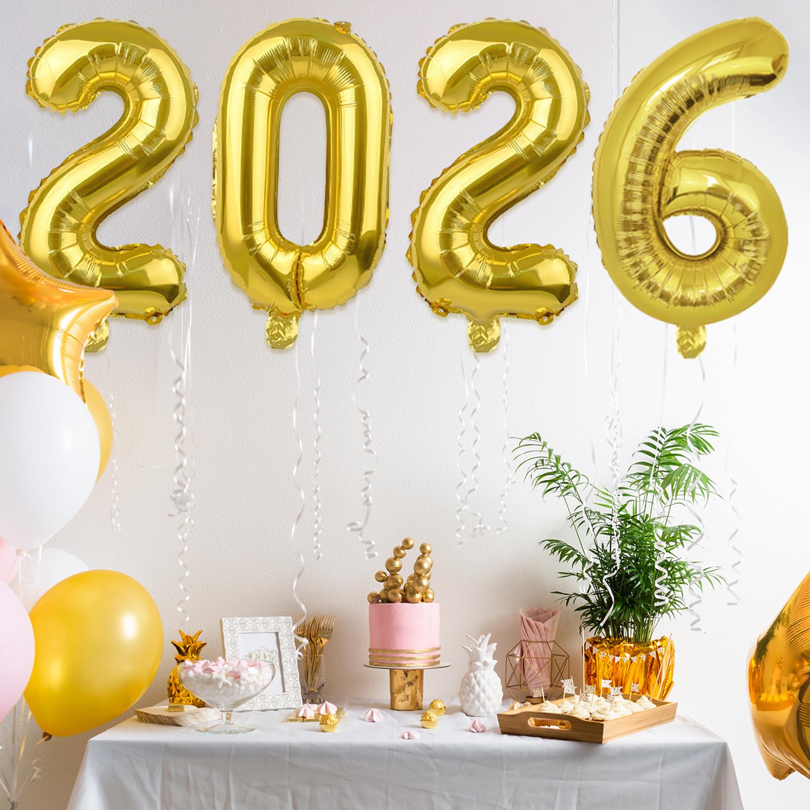 Koboko Silvester Decoratie 2026 ballon zilver, 32 inch Happy New