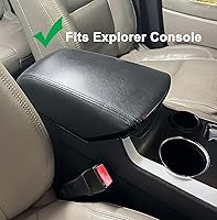Vista 5 de Car Console Covers Plus Fabricado en Estados Unidos diseñado para Ford Explorer 2011-2023 de forro polar, protector de consola central, color negro