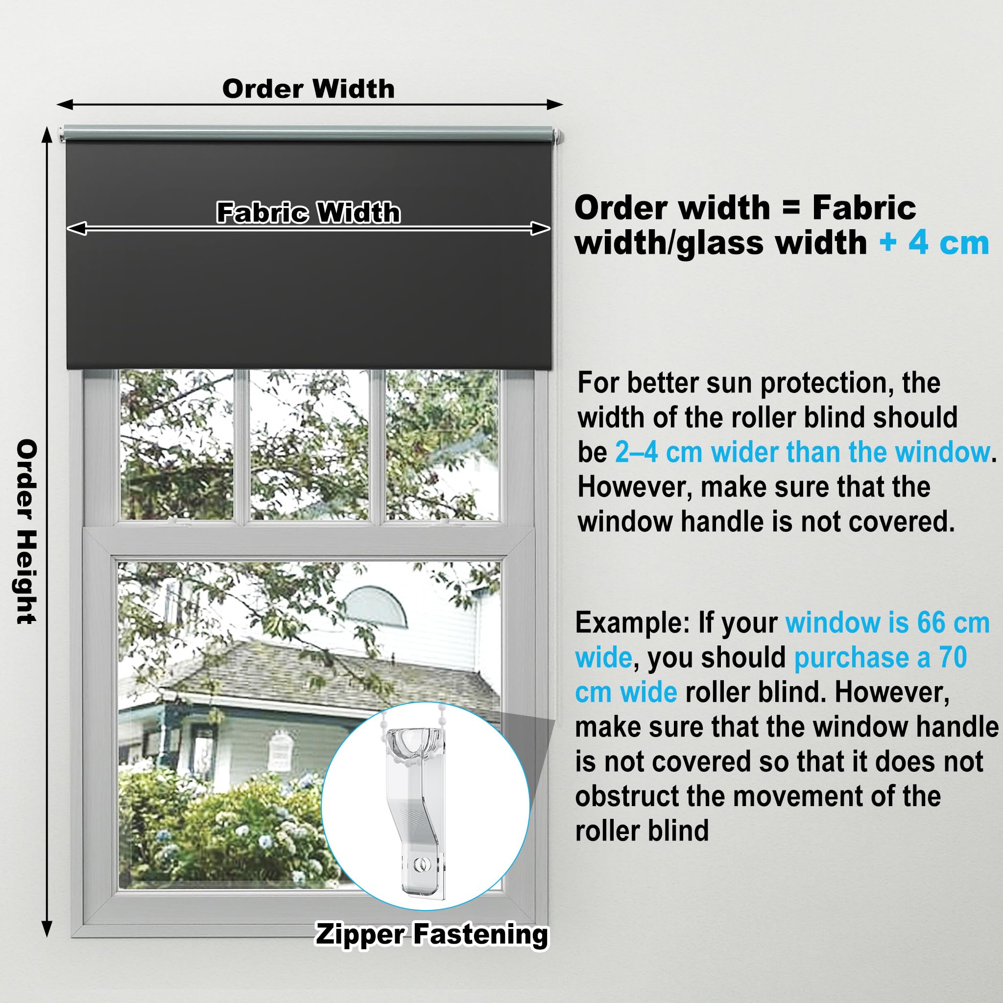 UISEBRT Estor opaco sin agujeros, para ventanas, 120 x 210 cm, fijación Klemmfix, estor lateral, protección visual y protección solar (negro)