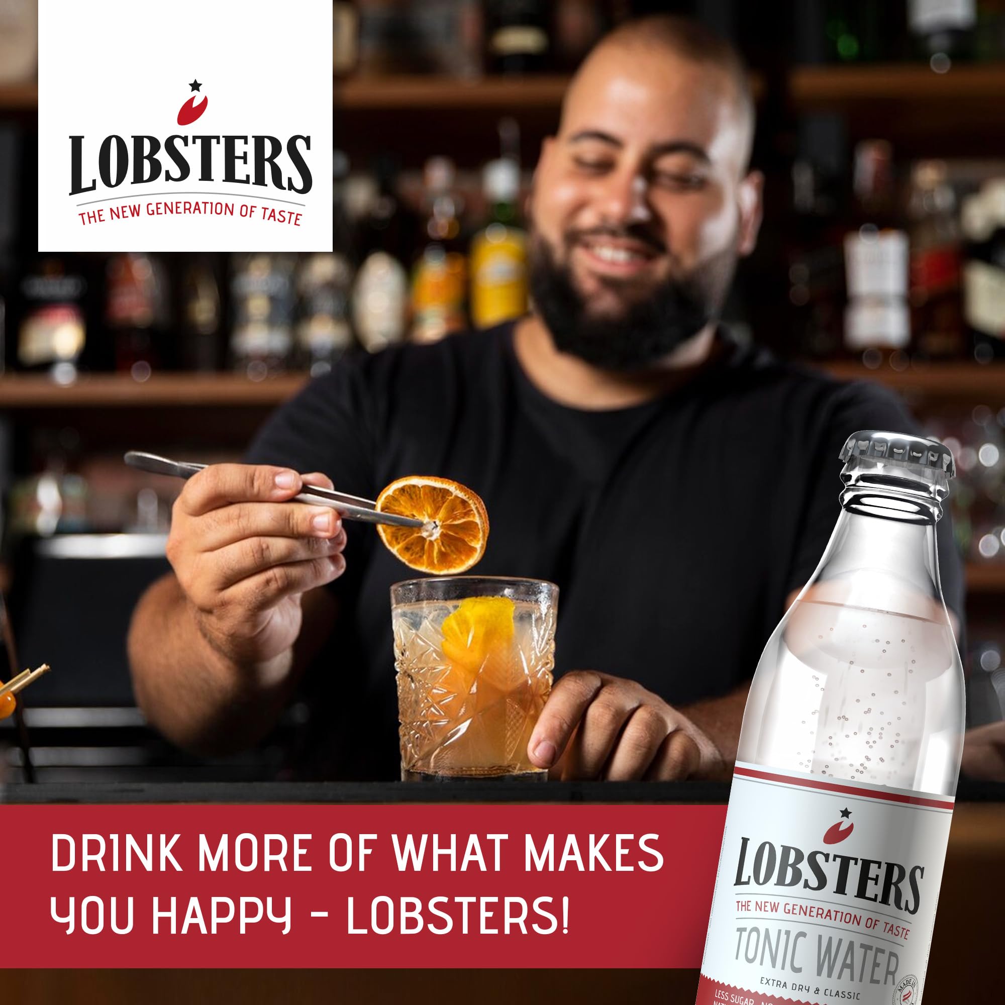 Lobsters - Tonic Water - 24 x 0,2l - Extra Dry and Classic - Erfrischend mit subtiler Bitterkeit durch Chinin, Made in Austria, Zuckerreduziert & ohne Farbstoffe, Perfekt für cocktail mix, Gin Tonic