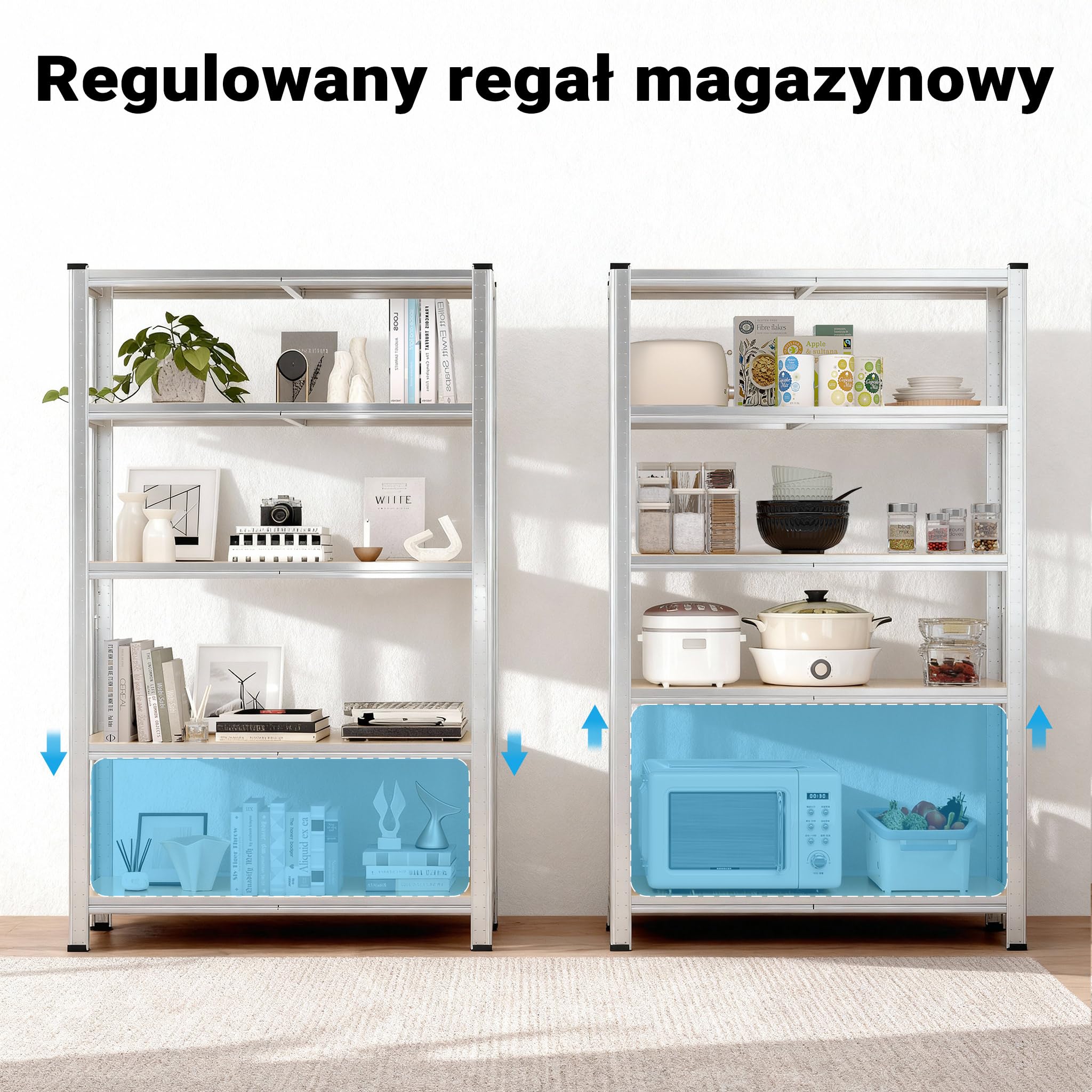 Wiltec Regał magazynowy 120x40x180cm, obciążenie całkowite 875kg, moduł wtykowy z ocynkowanej stali, stojak z 5 półkami, mebel warsztatowy