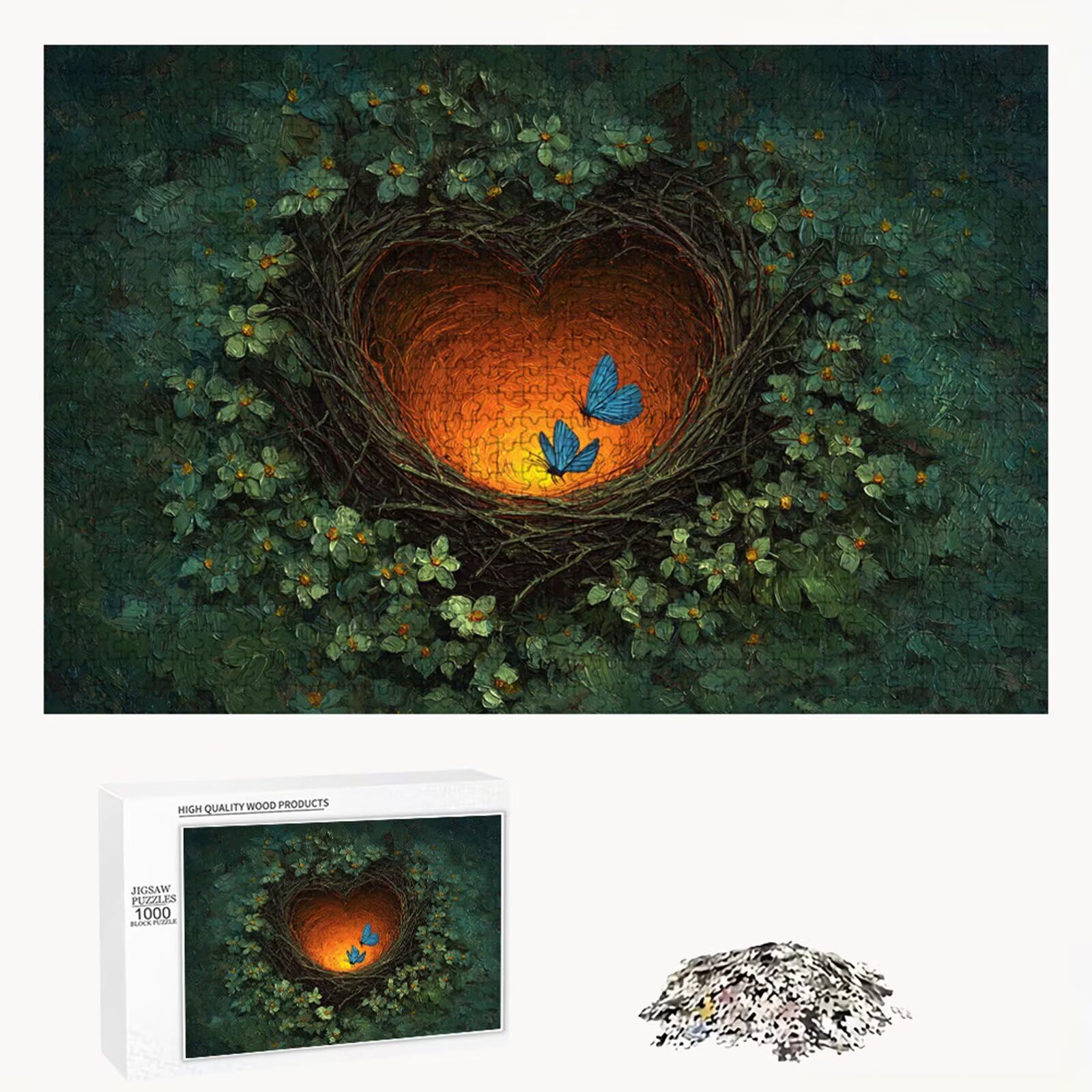 Puzzle 2000 sztuk - Motyl i Krajobraz - Trwałe drewniane puzzle z literami z tyłu - 75 x 105 cm - Kreatywne hobby bez kurzu - Artykuł kolekcjonerski i ponad 14 lat P3#231
