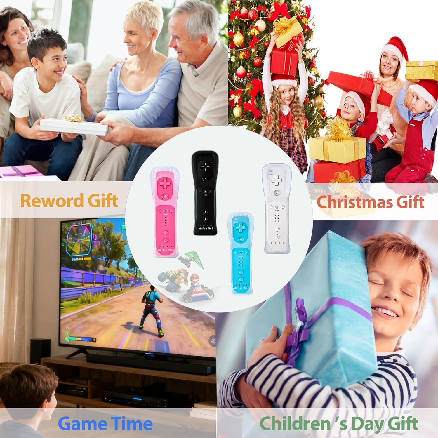 DTianSir 4Pack Motion Plus Wii Remote Controllers with Silicone Case & Wrist Strap,Wii Remote Controllers with Built in Motion Plus Compatible for Wii U Consoles (Pink+Light Blue+White+Black) - Image 7