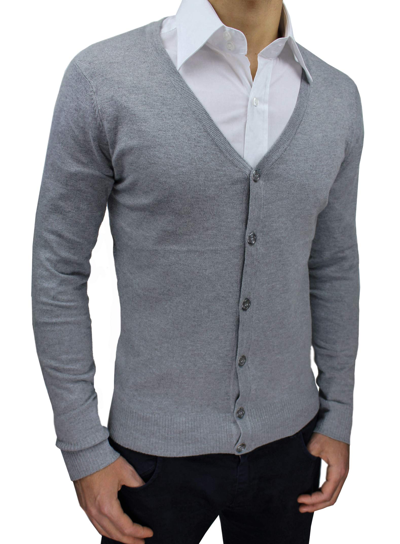 Evoga Cardigan Maglioncino Uomo Class Aderente Slim Fit con Bottoni