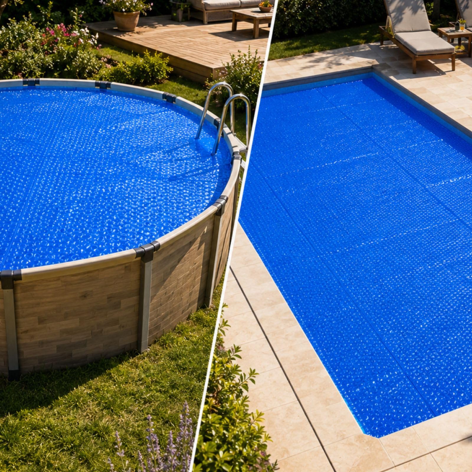 Bâche à Bulles Solaire Piscine 10 x 5 m - Epaisseur Pro 400 Microns - Bleu - Recoupable - Oeillets Offerts