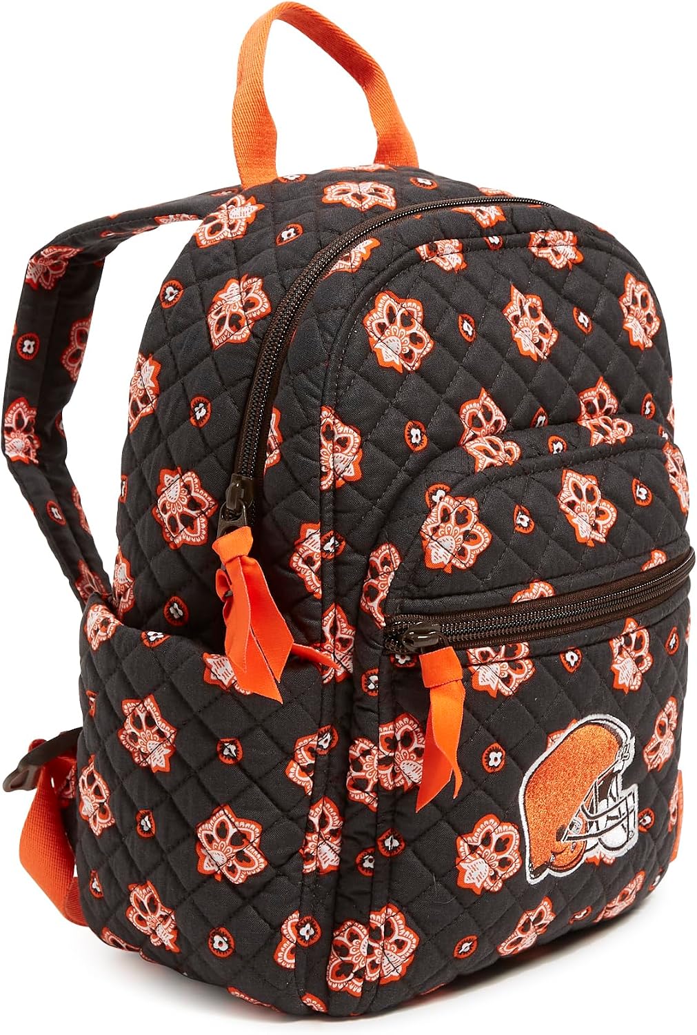Vera Bradley Women's Cotton Nfl Small Backpack (Multiple Teams Available), Clevelandbrownsonbrown/Orangebandana, One Size image 2