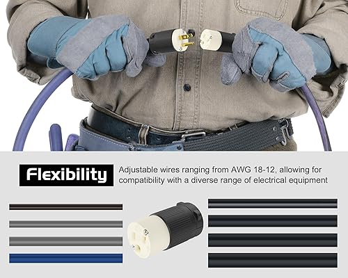 Miniatura 4 de Cable de extensión de enchufe eléctrico hembra NEMA 5-15R con certificación UL, reemplazo de extremos de cable de 15 amperios, 110, 120, 125