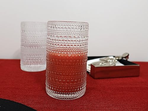 Miniatura 8 de Glaver's Hobnail - Juego de 4 vasos de cristal con cuentas vintage transparentes, 15 onzas, juego de cristalería de cóctel, para zumo de agua,