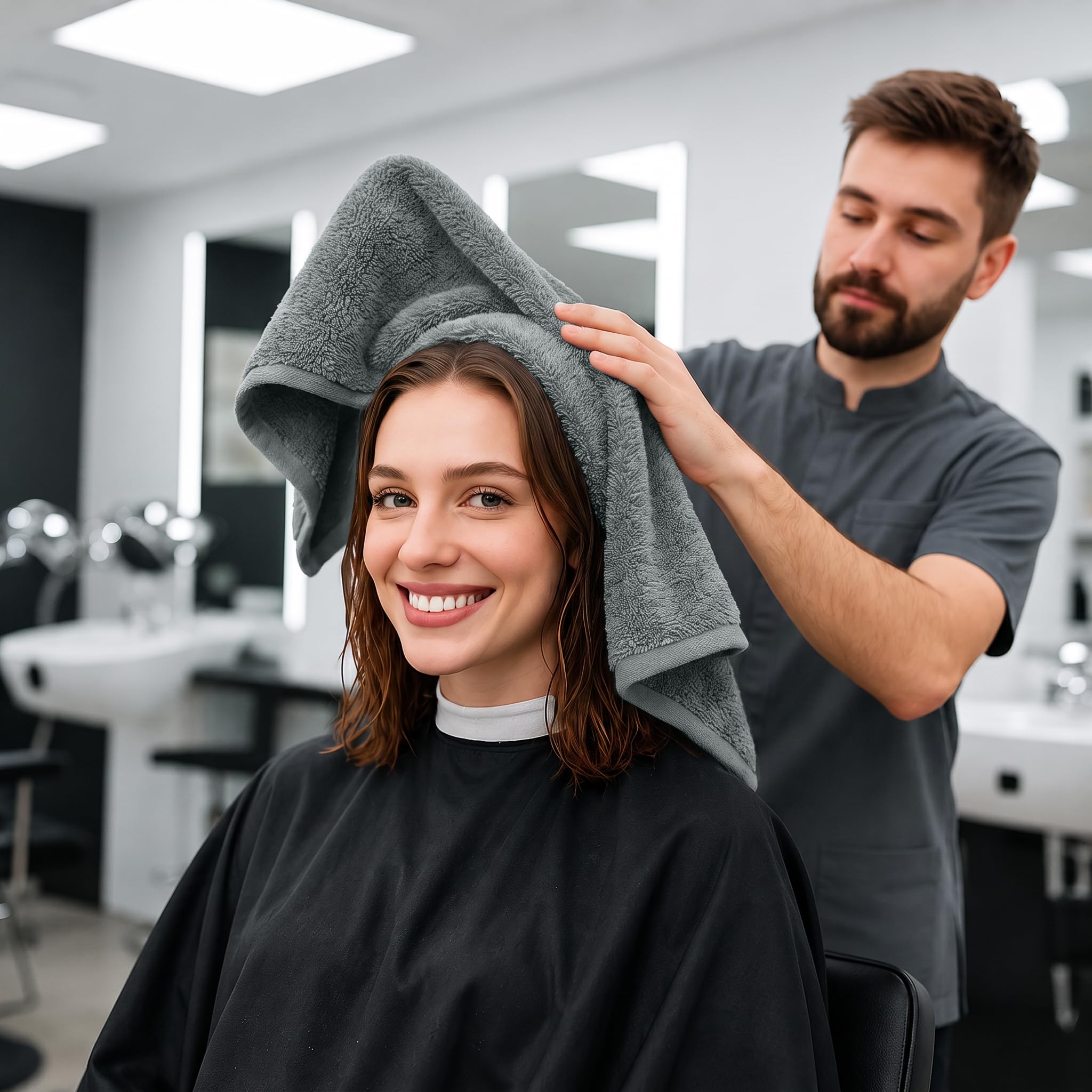 DAN RIVER Juego de 24 toallas de salón, ultra suaves, 100% algodón, paño de secado facial y de pelo a granel multiusos para gimnasio, maquillaje, spa, hogar, toalla de mano gris, paños reutilizables