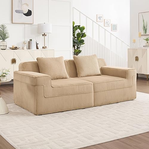 Miniatura 5 de Modular 3 Seat Boneless Sofa, Cloud Sectional Couch with Deep Seat, Modern Modular 3-Seat Sofa Couch with Throw Pillows, Sectional Sofa for Living