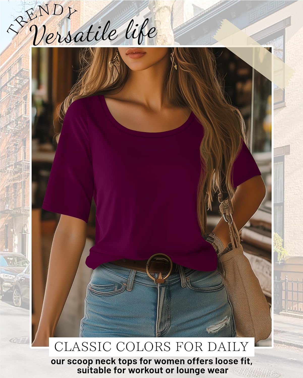 Neer 4 Pack Women’s Half Sleeve T-Shirts Elbow Length Tops Women Scoop Neck Loose Basic Tee Summer Casual Blouses - Image 2