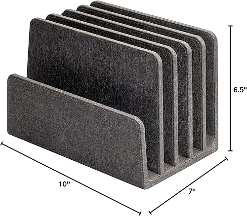 Miniatura 7 de MobileVision Organizador ejecutivo de carpetas de archivos de escritorio gris oscuro y bandeja de papel, 5 divisores de ranura