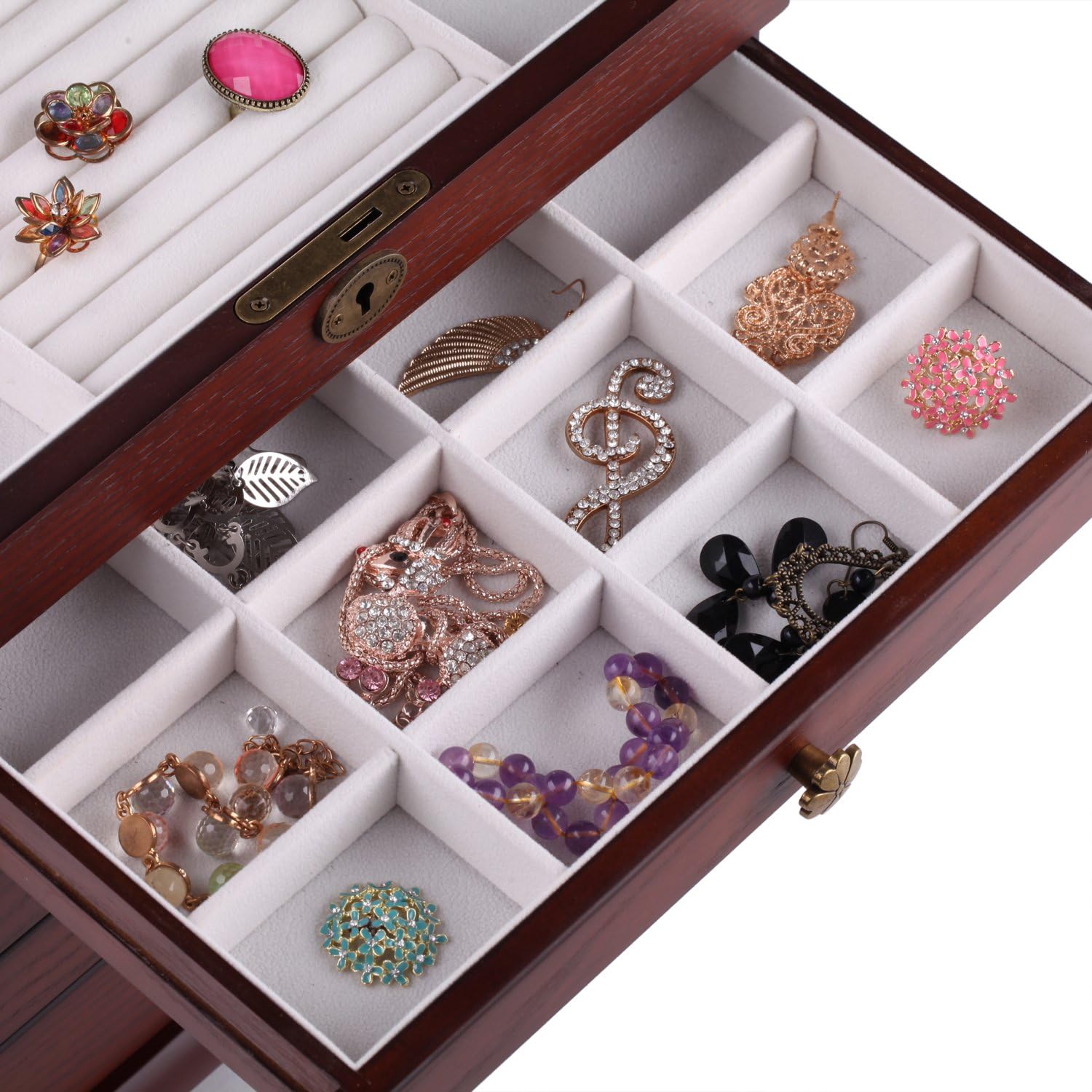 Bеѕt Cуbеr Mоndау 🔥 Large Wooden Jewellery Box Armoire Earrling Bracelet Organizer 6 Layers Mirror (BROWN) Bеѕt Rеvіеw Large Wooden Jewellery Box Armoire Earrling Bracelet Organizer 6 Layers Mirror (BROWN)