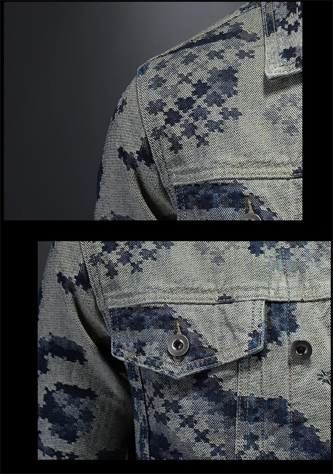 Męskie wiosenne żakardowe społeczne hip-hop streetwear kowbojskie płaszcze retro kurtka dżinsowa