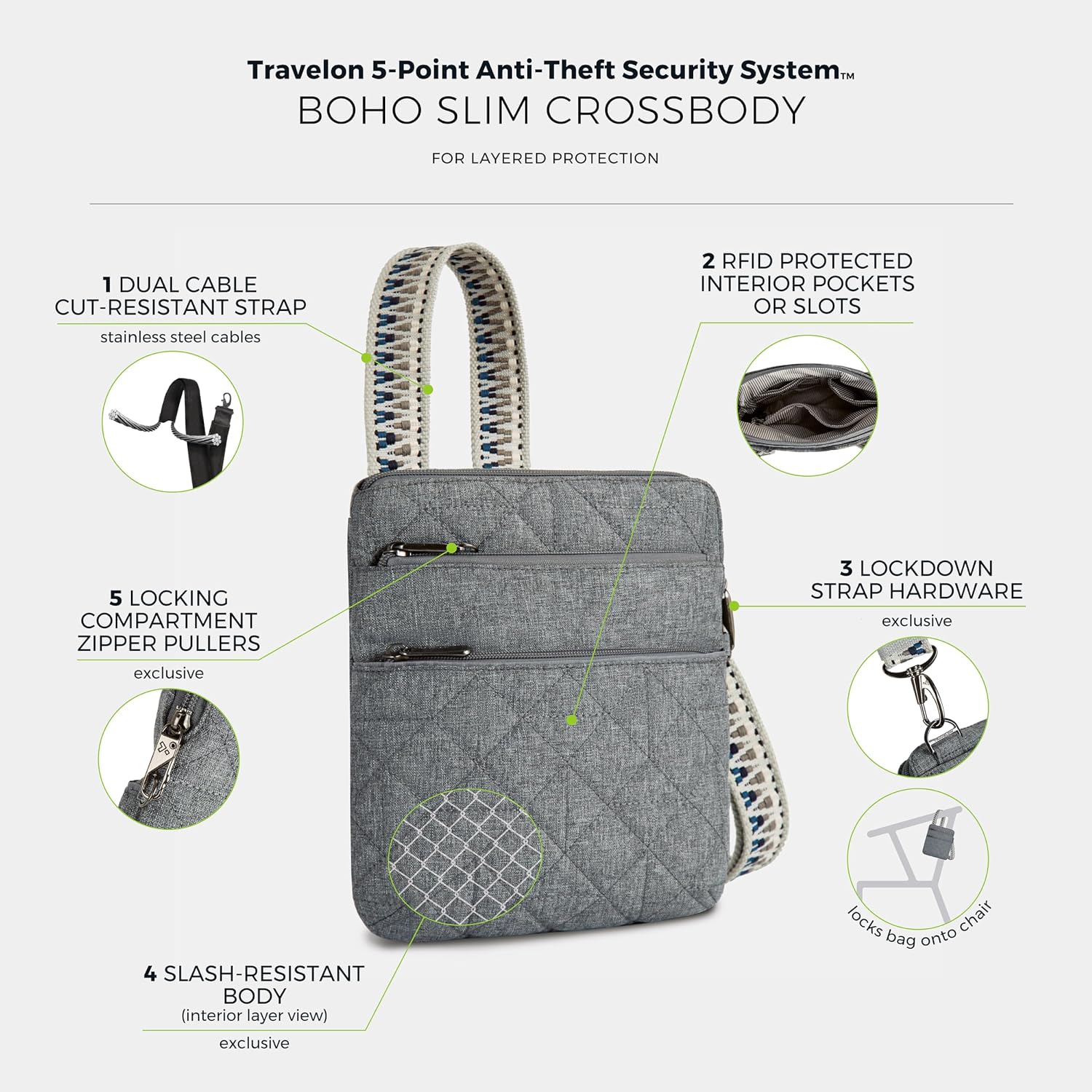 Travelon Anti-Theft Boho Slim Crossbody