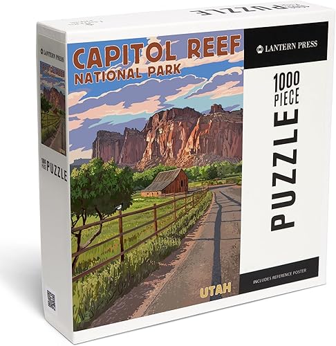 Lantern Press Rompecabezas de 1000 piezas, Parque Nacional Capitol Reef, Utah, vista al granero, serie pictórica