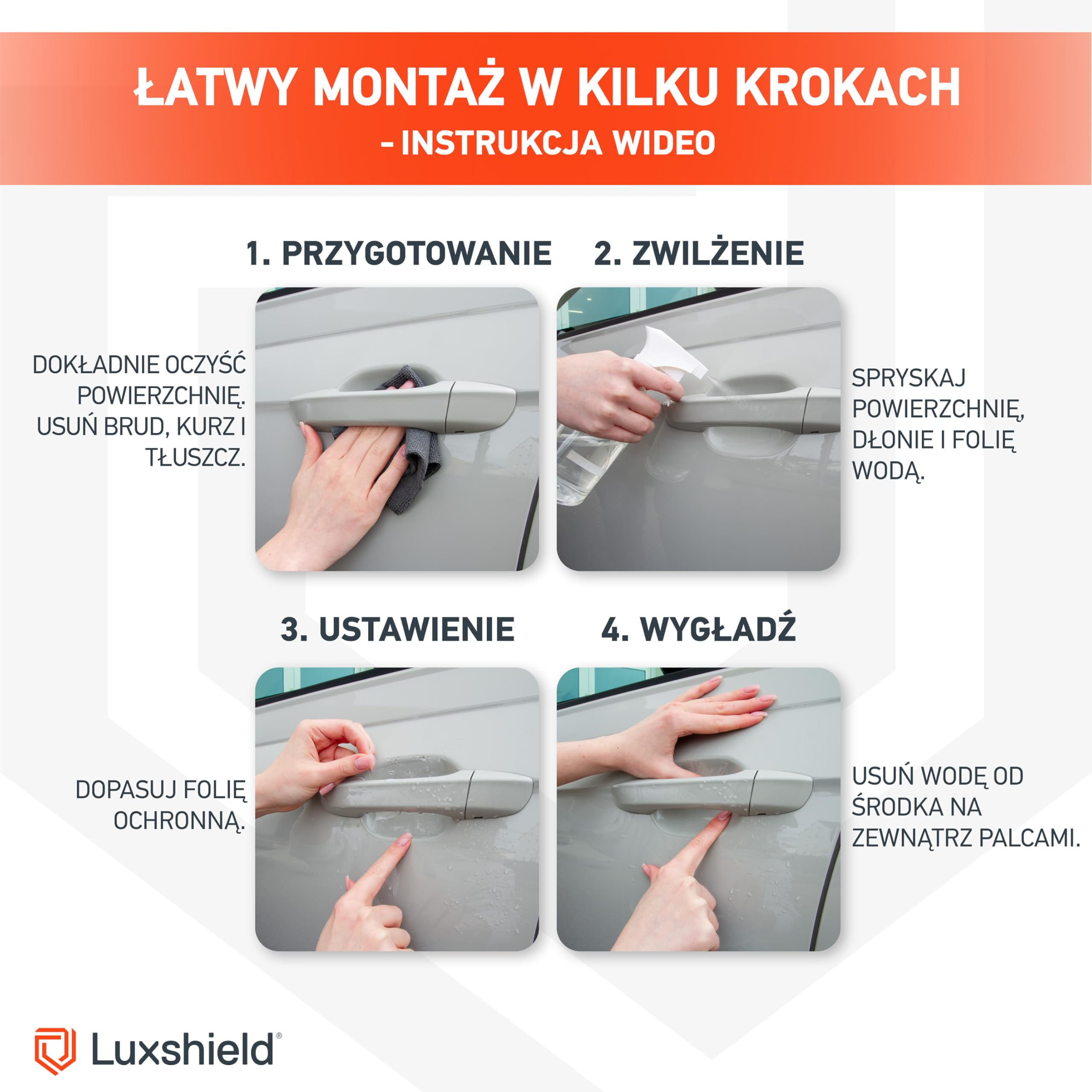 Luxshield folia ochronna na klamki kompatybilny z Nissan Qashqai 3 (III) J12 I 2021-2026 - ochrona przed zarysowaniami, folia ochronna na lakier – przezroczysta błyszcząca