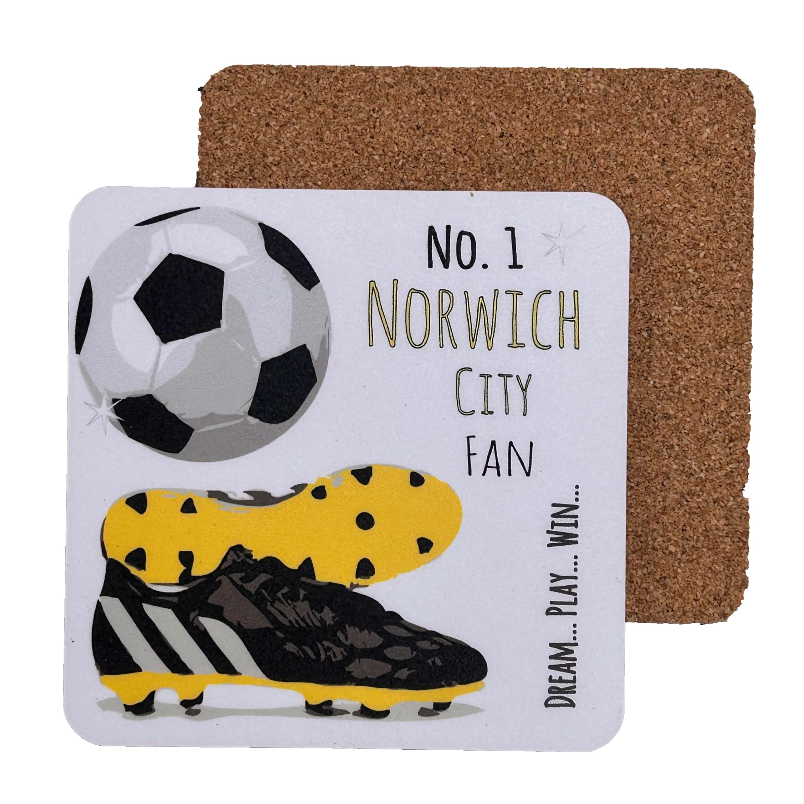 White Cotton Cards White Norwich City The Canaries Fc Football Club Fan - Coaster Drink Mat - By Cotton Cards (C-Fn102)