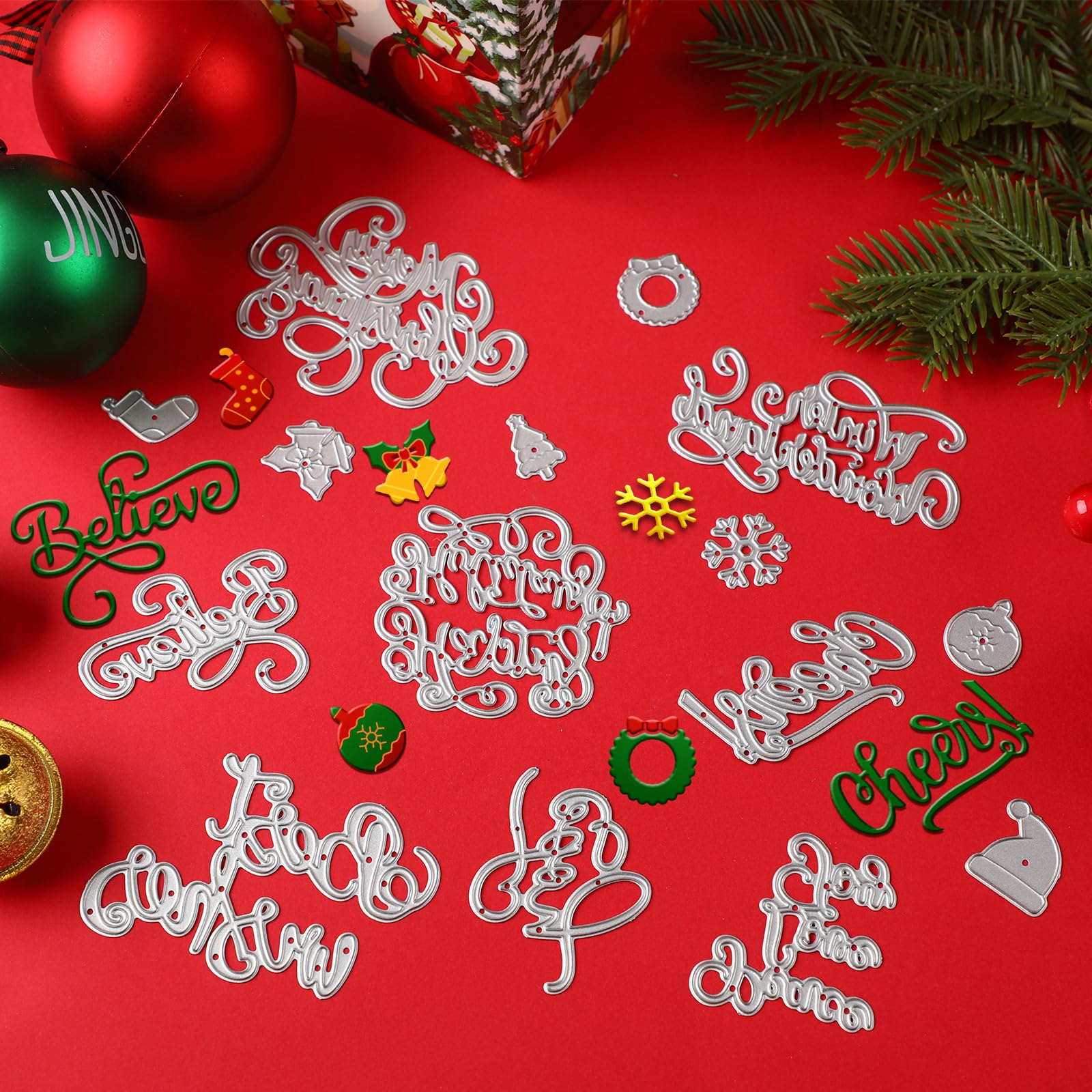 Amazon.com: 21 Pieces Christmas Die Cuts Words Cutting Dies
