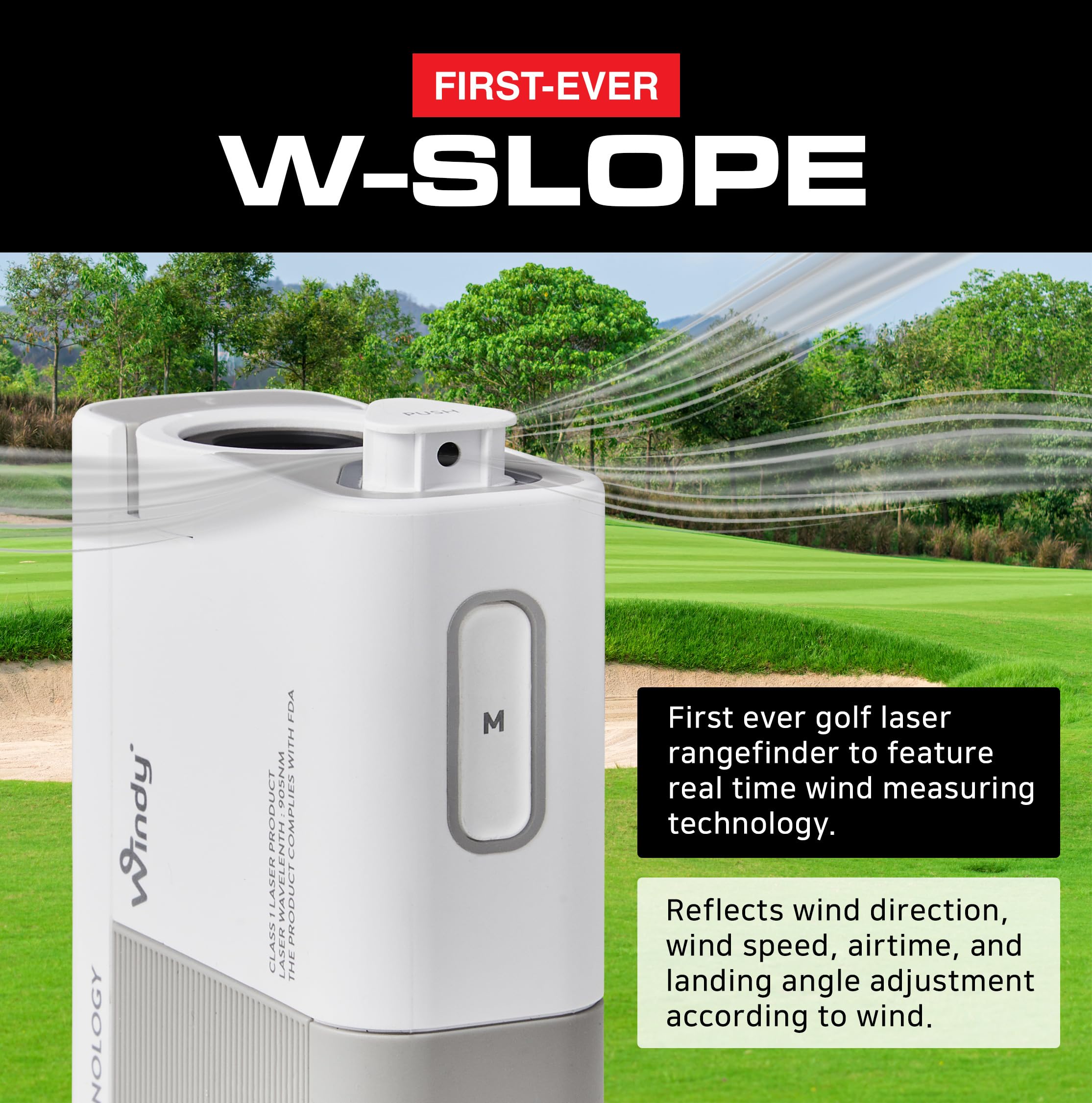 Caddy Talk Windy Telémetro de Golf con función de Pendiente, detección de Viento, precisión Pin-Lock y medición de distancias de Largo Alcance
