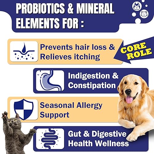 Miniatura 2 de Probióticos para perros y gatos, previenen la pérdida de cabello, suplemento de zinc + manganeso, mejora el brillo del cabello, la salud intestinal,