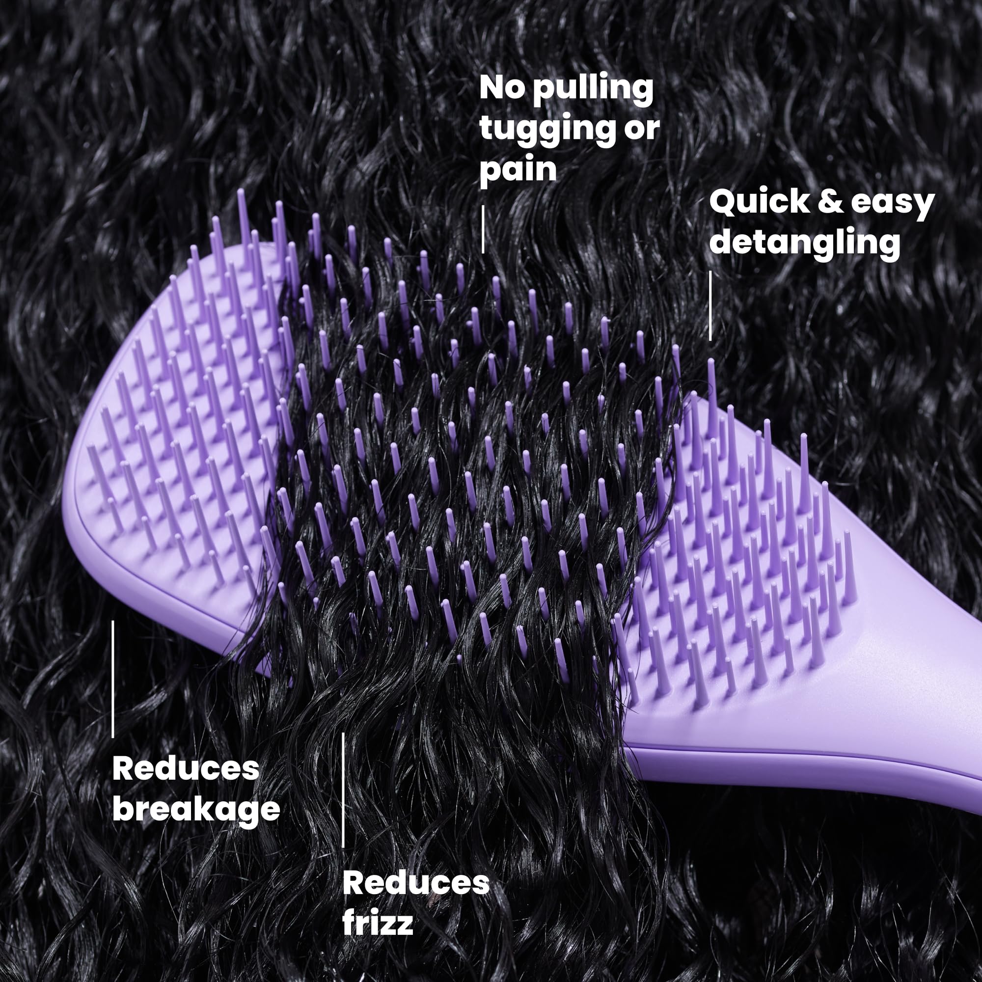 Tangle Teezer Naturally Curly Ultimate Detangler do włosów kręconych 3C-4C - dwupoziomowe ząbki formują loki i redukują puszenie - Fioletowa pasja