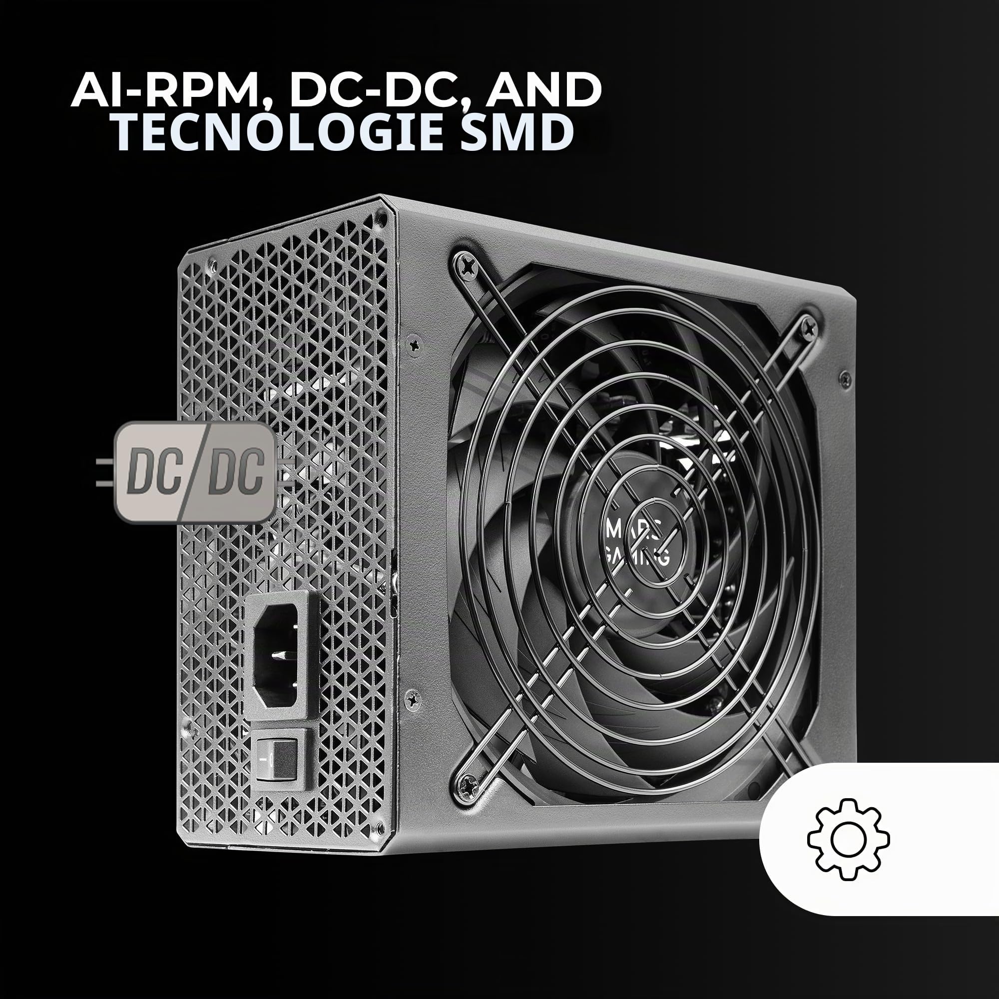 Mars Gaming MPB1000P, Alimentatore Modulare ATX 3.1 1000W, 10 Anni di Garanzia, 80Plus Gold, Ventola 140mm AI-RPM, Condensatori Giapponesi, Supporto PCIe 5.1 e APFC, Tecnologia DC-DC e SMD, Nero