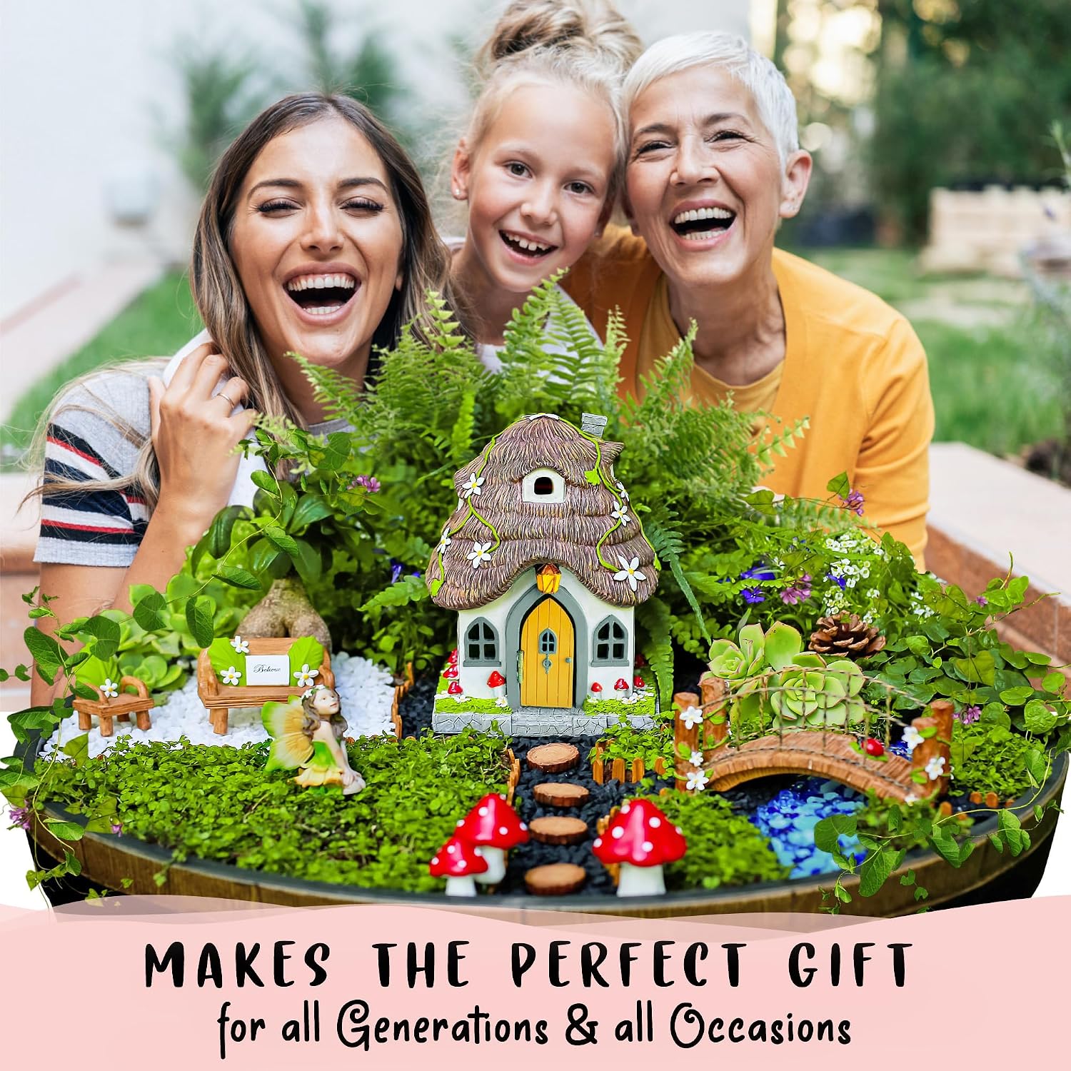 WILD PIXY Fairy Garden House - Glow in The Dark Fairy Cottage with ...