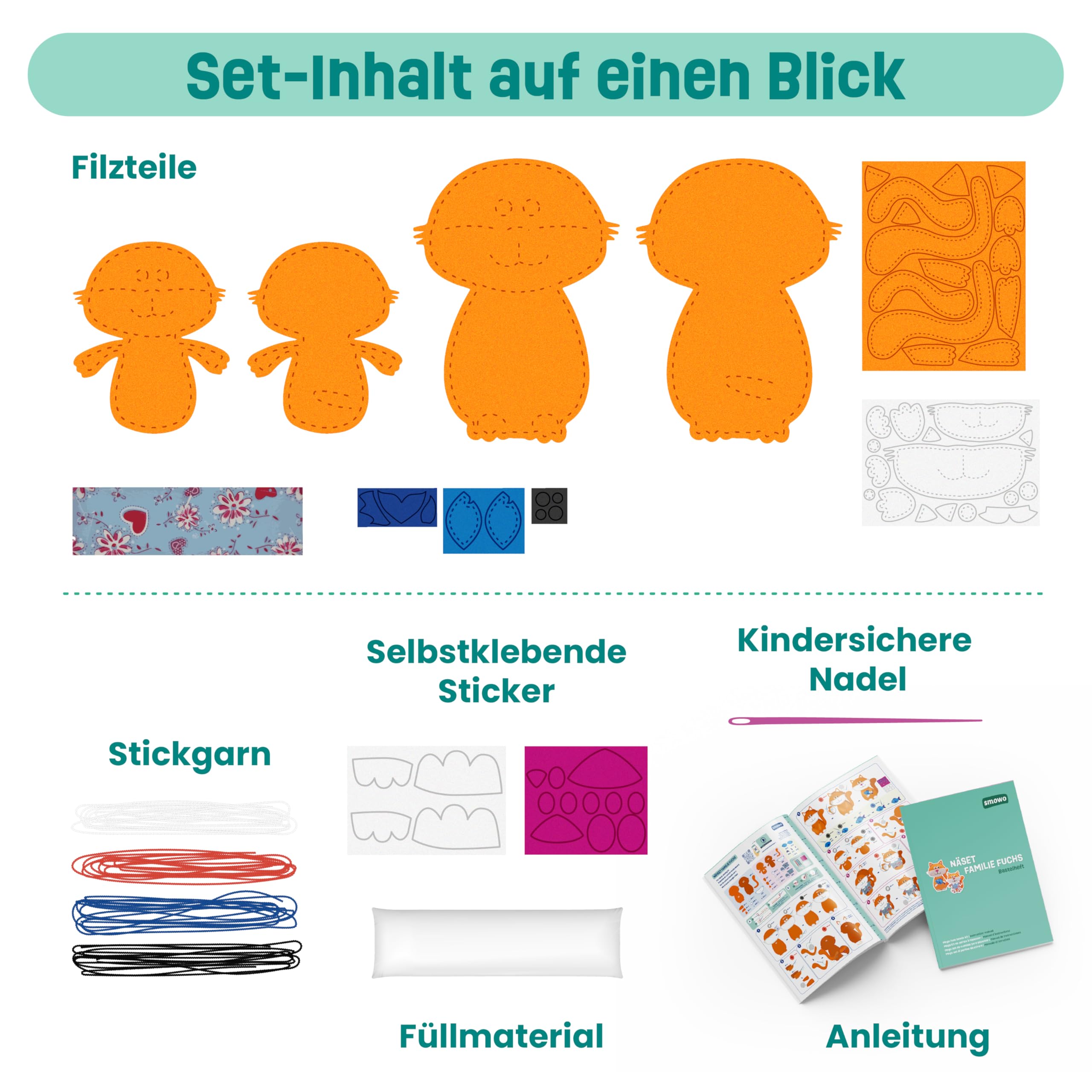 Baker Ross Panda Nähset Für Kinder – 3er Pack, Inkl. Filz, Wolle, Nadel & Füllung