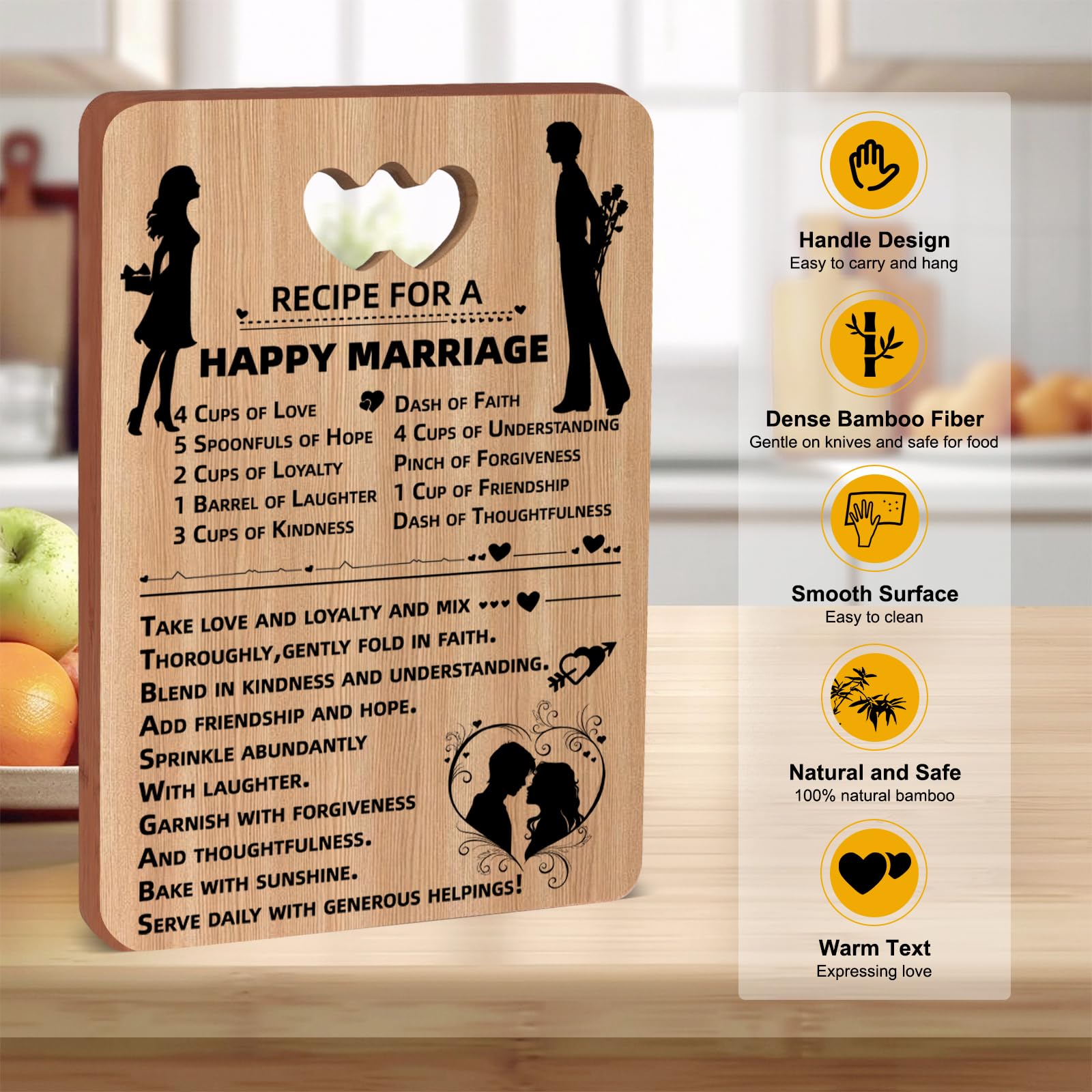 Wedding Gifts for Couples,Bamboo Cutting Board Marriage Wedding Gifts for Bride and Groom Mr and Mrs Presents - Image 3