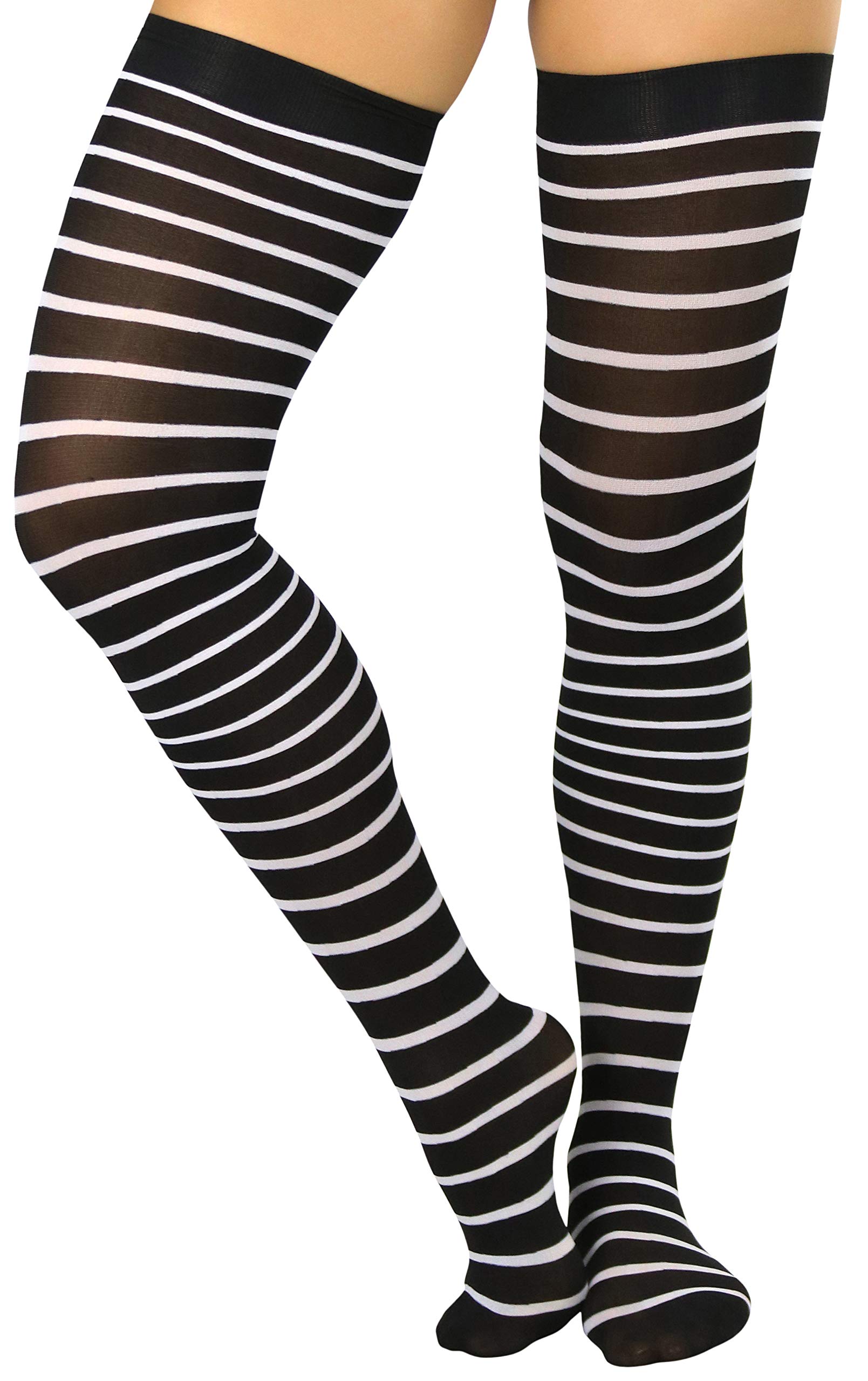 ToBeInStyle Women’s Opaque Hosiery Thin Striped Thigh High Long Stocking