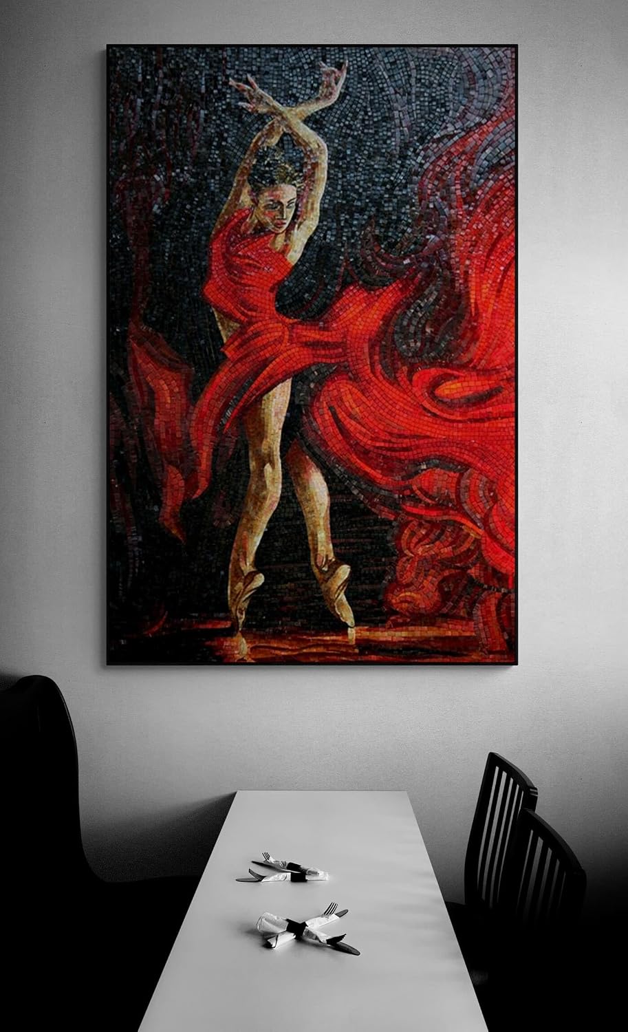 Handmade Flamenco Dancer Glass Mosaic Wall Art, Spanish Dance Tile Mosaic Tile mural, Hand-Cut Figurative Wall Décor