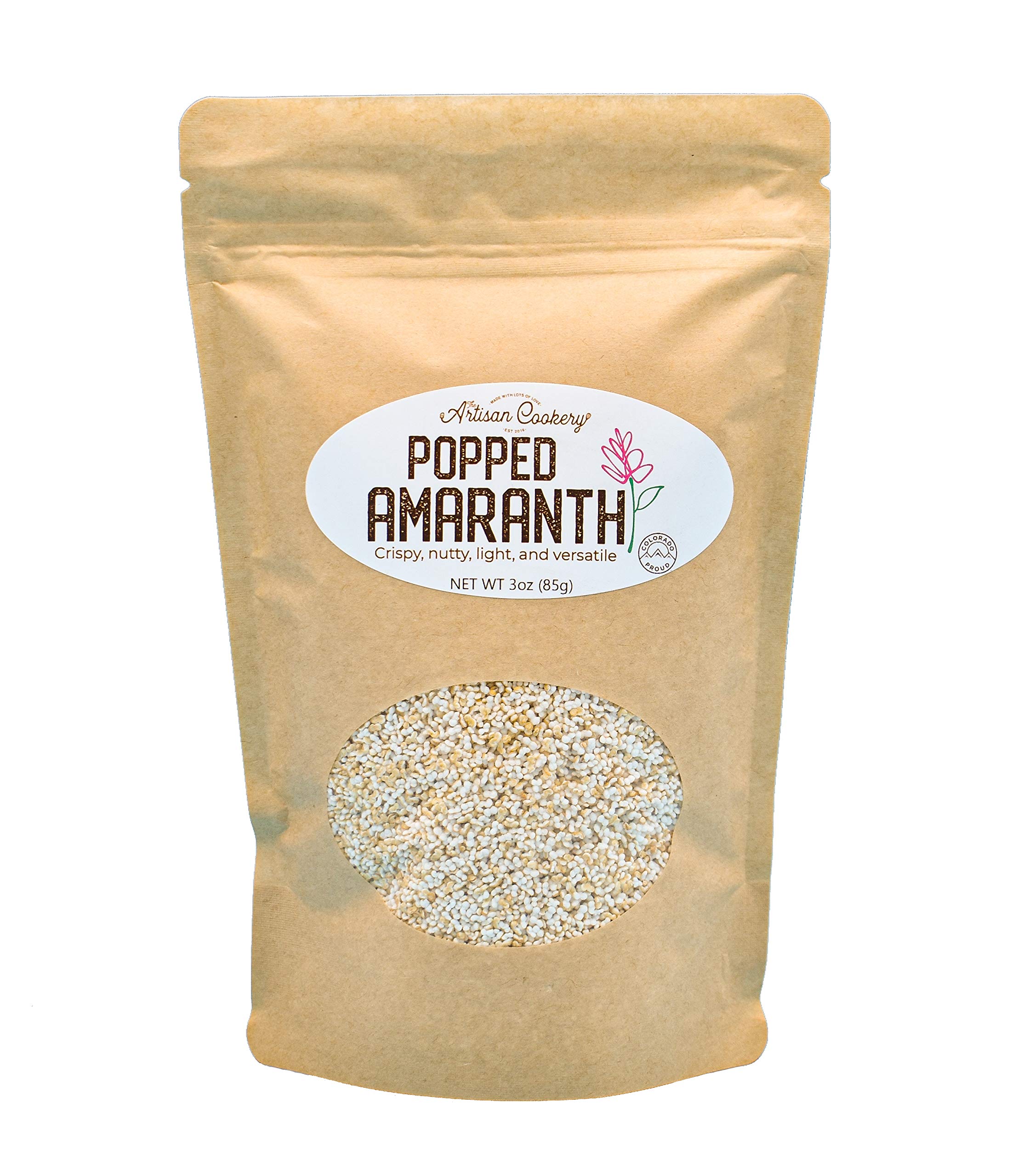 Organic Popped Amaranth NonGMO Hand Crafted in the U.S.A. All Natural Breakfast Cereal