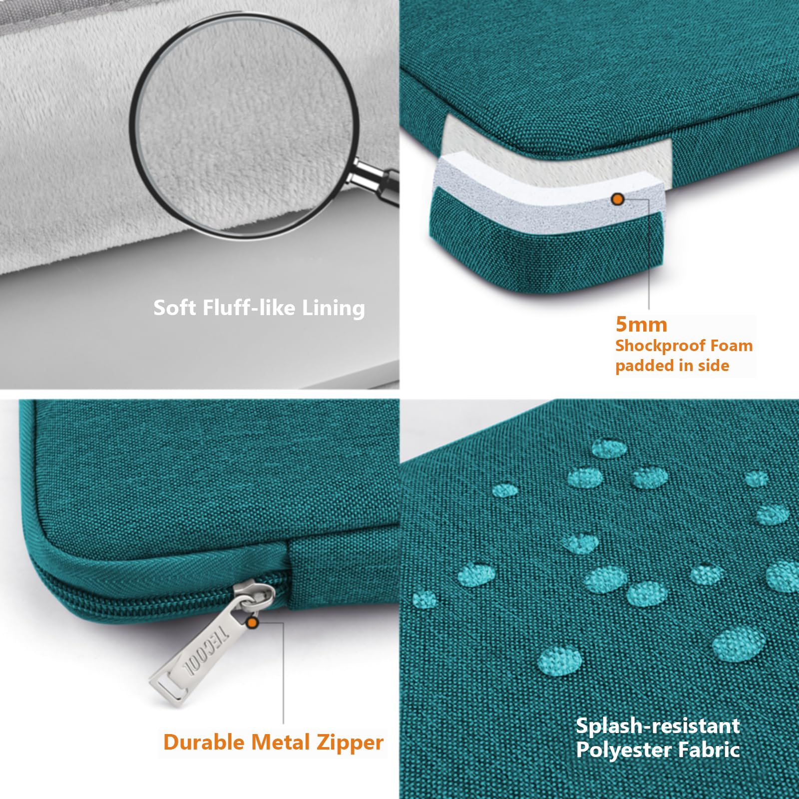 TECOOL 15,6 Pollici Custodia PC Portatile per 15-15,6 Pollici Acer HP Lenovo Thinkpad Ideapad dell ASUS Chromebook Notebook Laptop, Custodia Protettiva Borsa Sleeve Impermeabile, Teal