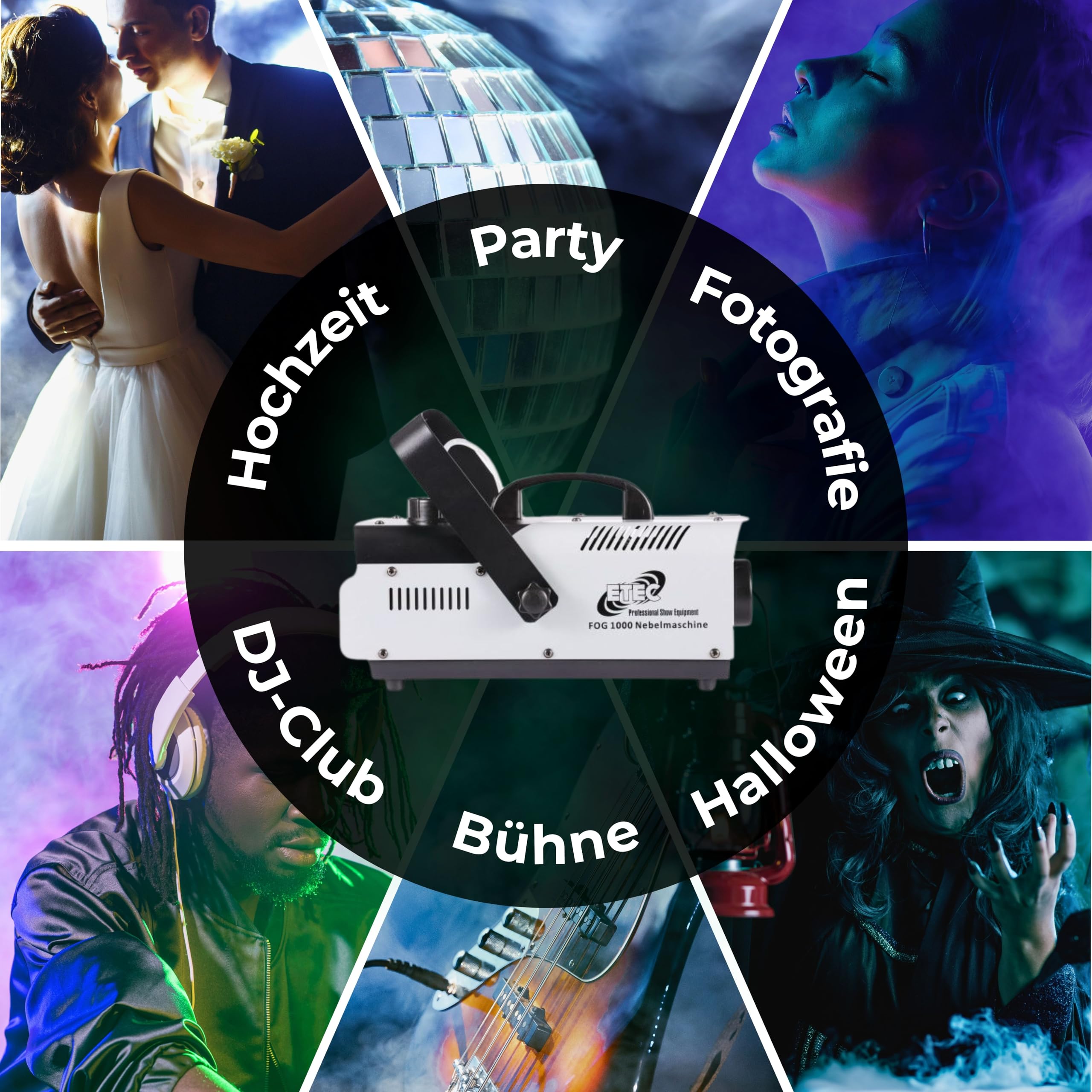 ETEC Professional FOG 1000 Nebelmaschine 900 Watt Fogger Rauch Nebel Party Club DJ Effekt Disco Veranstaltung Bühne Effektmaschine