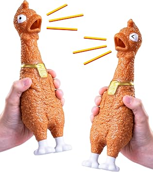 Squeeze Me Rubber Chicken Toy | Screaming Rubber Chickens for Kids | Novelty Squeaky Toy Chicken Limited Edition Fried Chicken 2PK