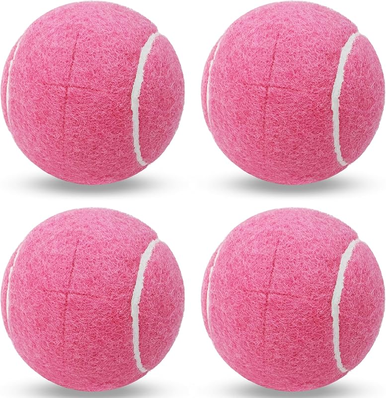 4 Pack Walker Tennis Balls – Pre-Cut Tennis Balls for Walker or Furniture Legs, Long Lasting Ski Glides & Pads, Easy Installation, Floor Protectors (Pink)