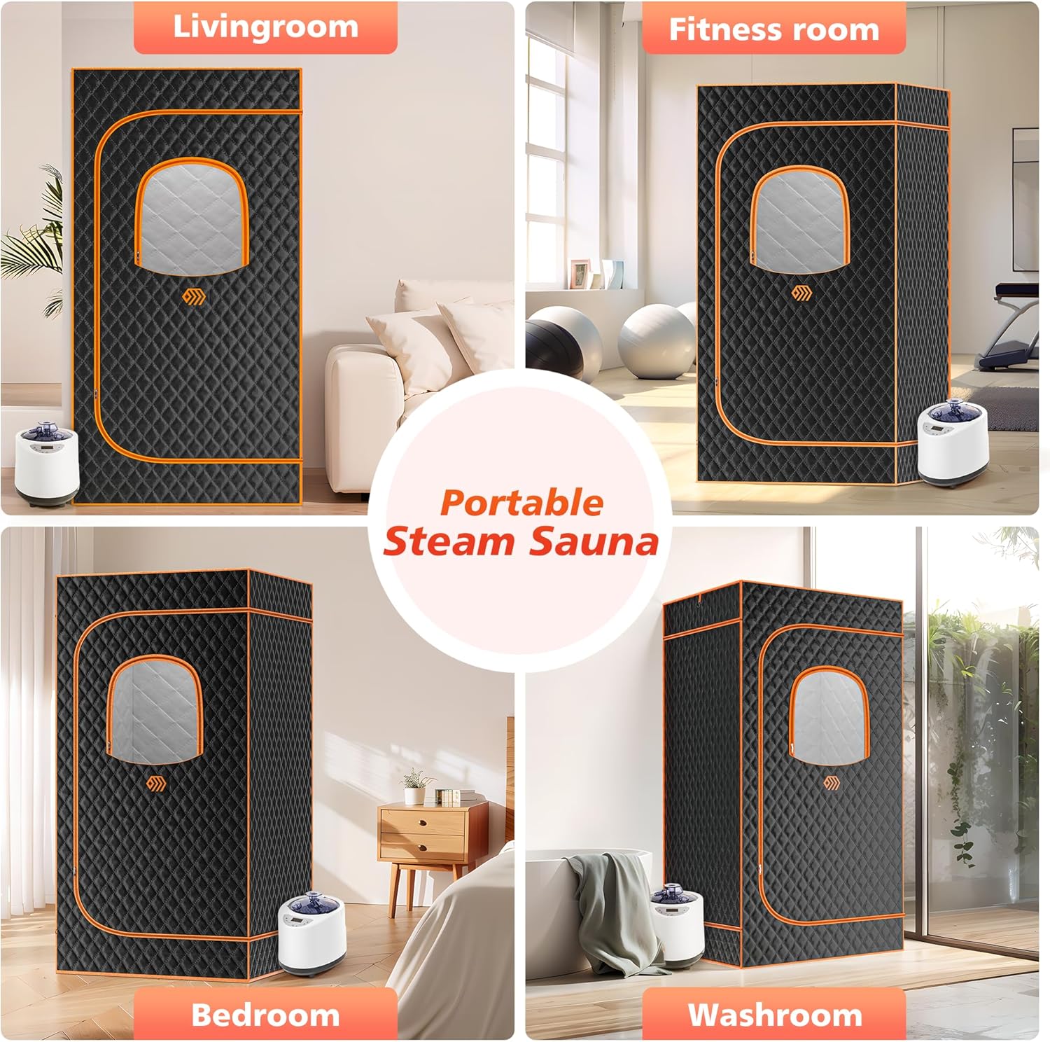 Portable Sauna Box, Personal Steam Sauna for Home with Steamer, Remote Control, Folding Chair and Mat, Portable Steam Sauna Tent, Home Spa for Relaxation
