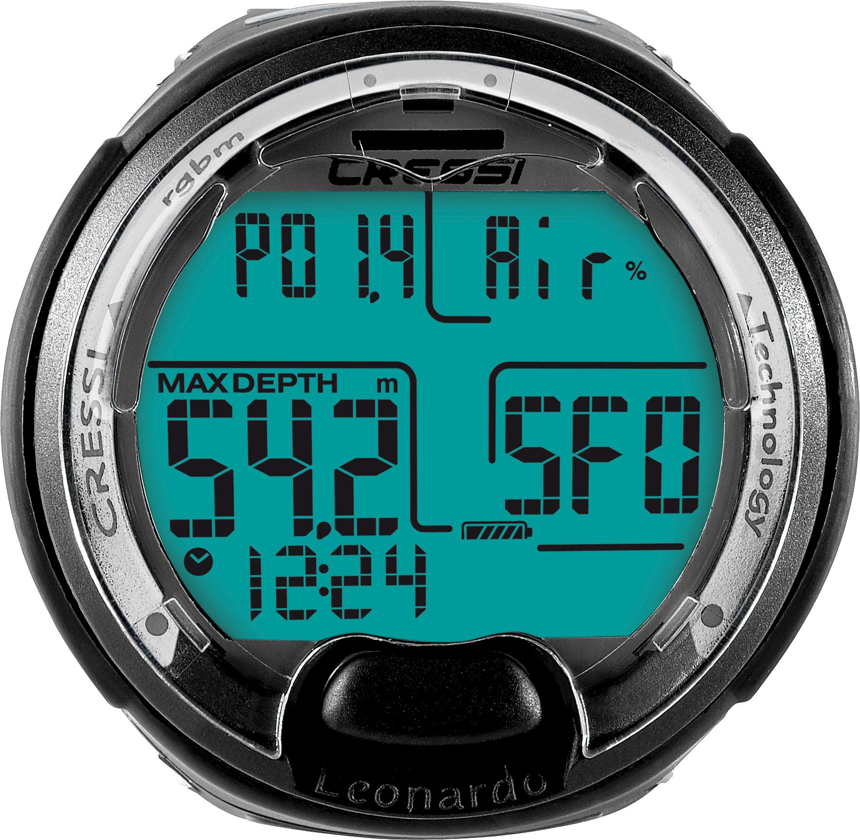 Cressi KS770050 Leonardo Dive Computer, Schwarz/Grau & Displayschutz Protective Lens Leonardo Screen, Silber, One Size
