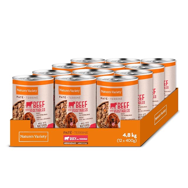 Nature's Variety - Paté para Perros Adultos Medianos y Grandes con Buey 12 x 400g
