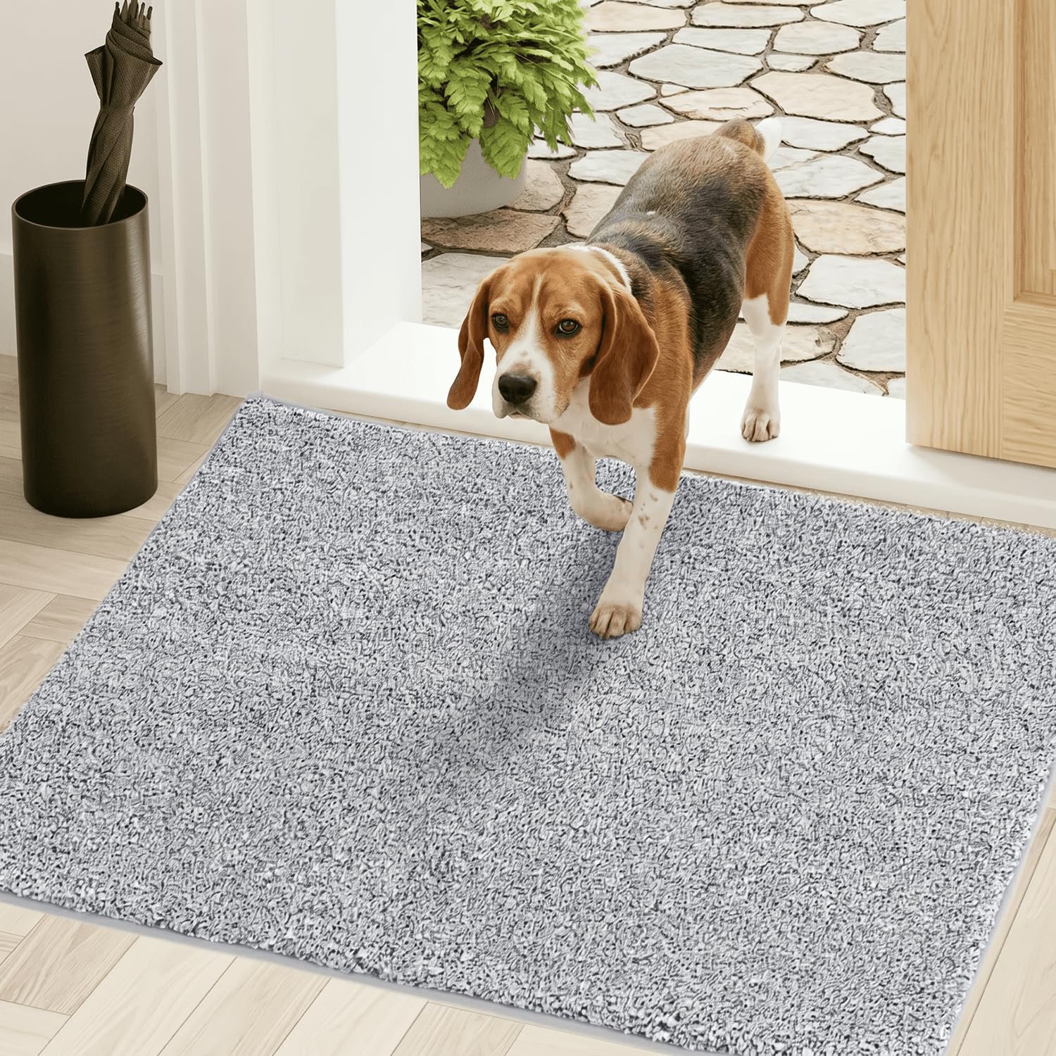 Oiilores Dirt Trapper Door Mat Indoor 85 x 150 cm, Washable Entry Rug, Inside Doormats for Entryway, Non-Slip, Super Absorbent Dog Mats for Muddy Paws, Pets, Light Grey-Dark Grey