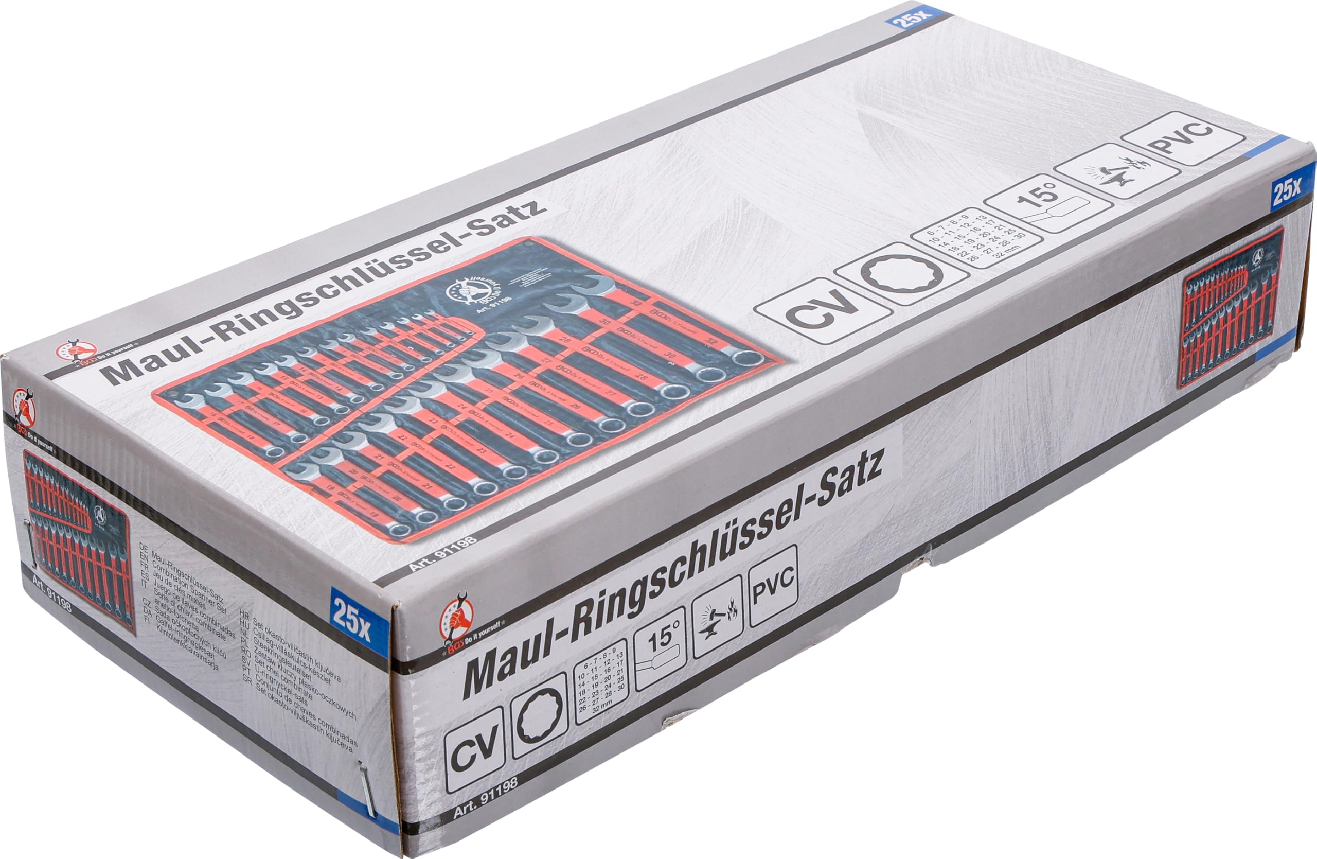 BGS Diy 91198 | Maul-Ringschlüssel-Satz | SW 6-32 mm | 25-tlg. | rutschfest