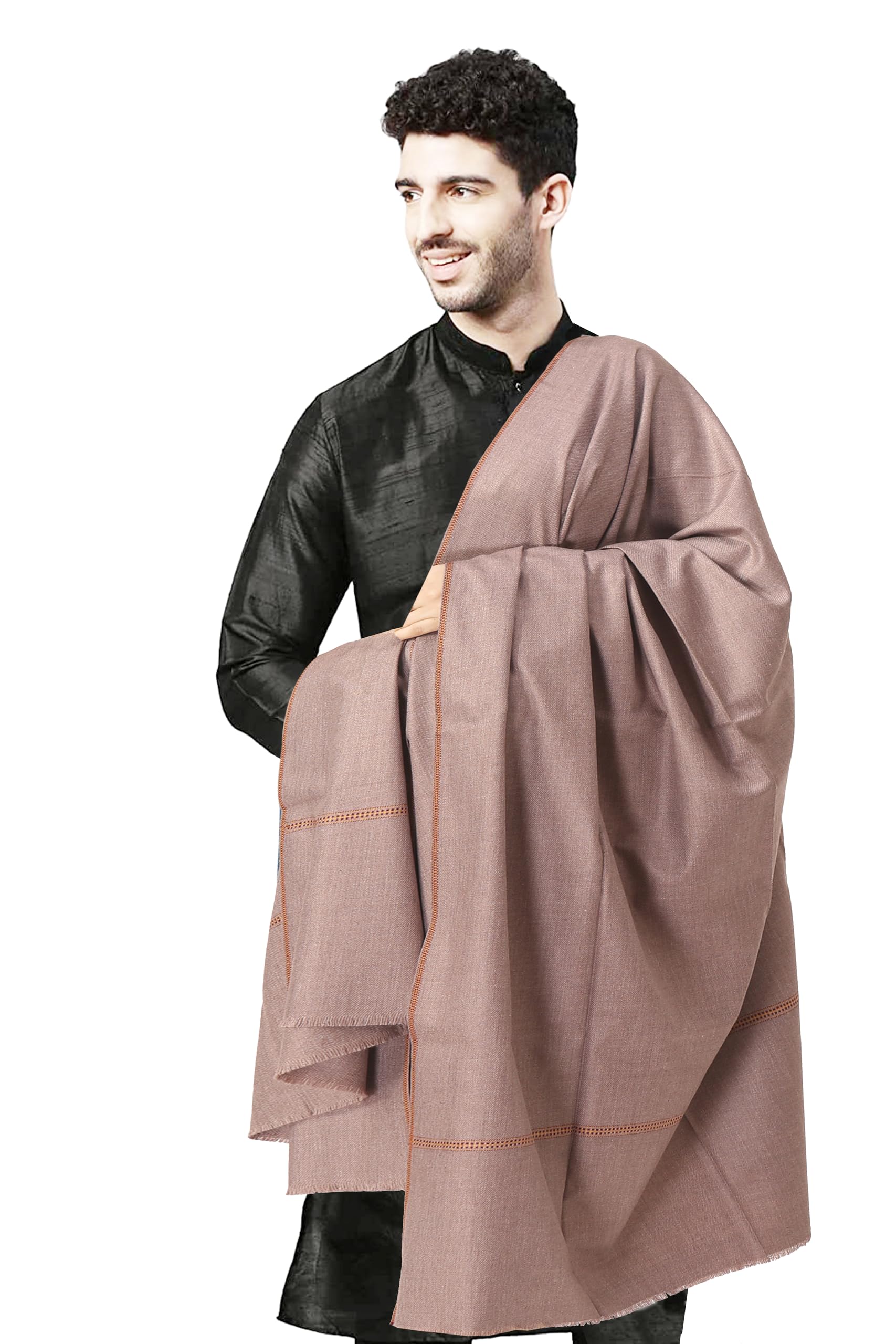 manra Men's Kashmiri Wool Shawl Solid Pattern for Gents-picture-36