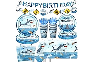 Shark Party Supplies, 142Pcs Shark Birthday Tableware Set