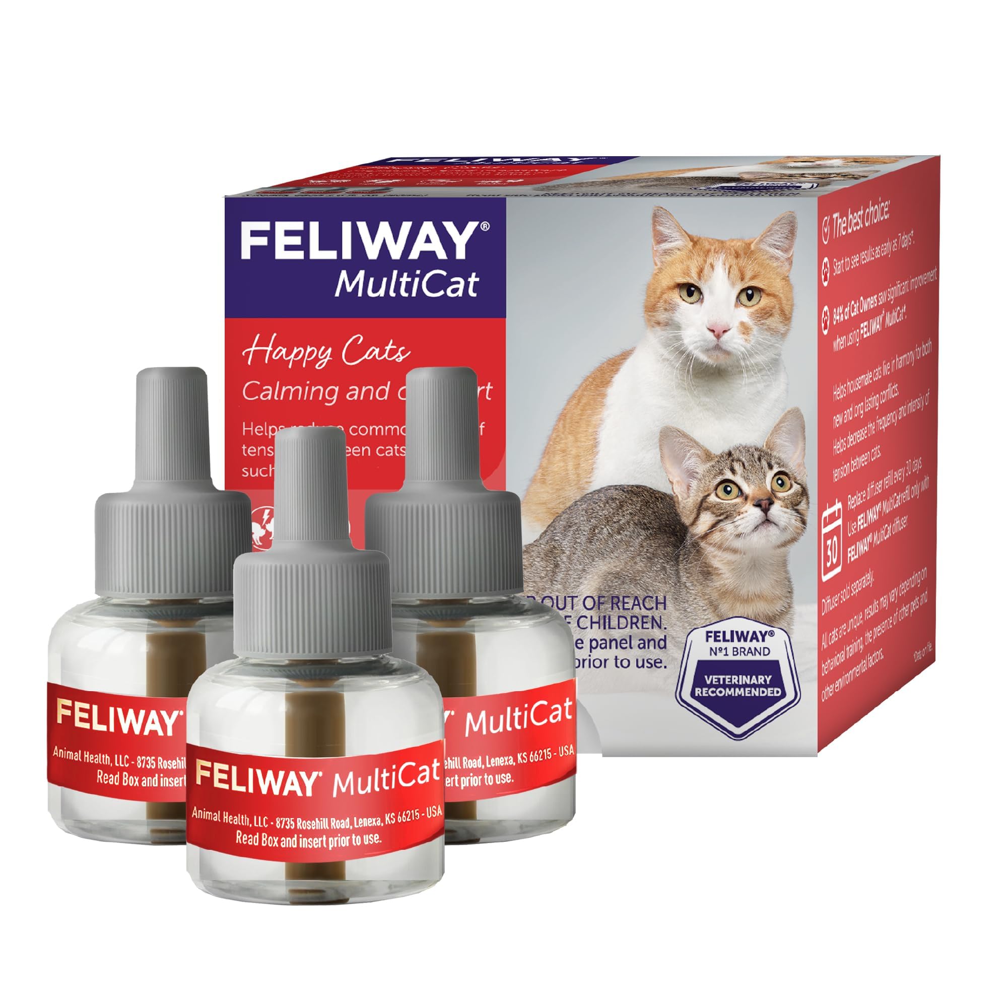 CEVA Animal Health FELIWAY MultiCat Calming Pheromone, 30 Day Refill - 3 Pack