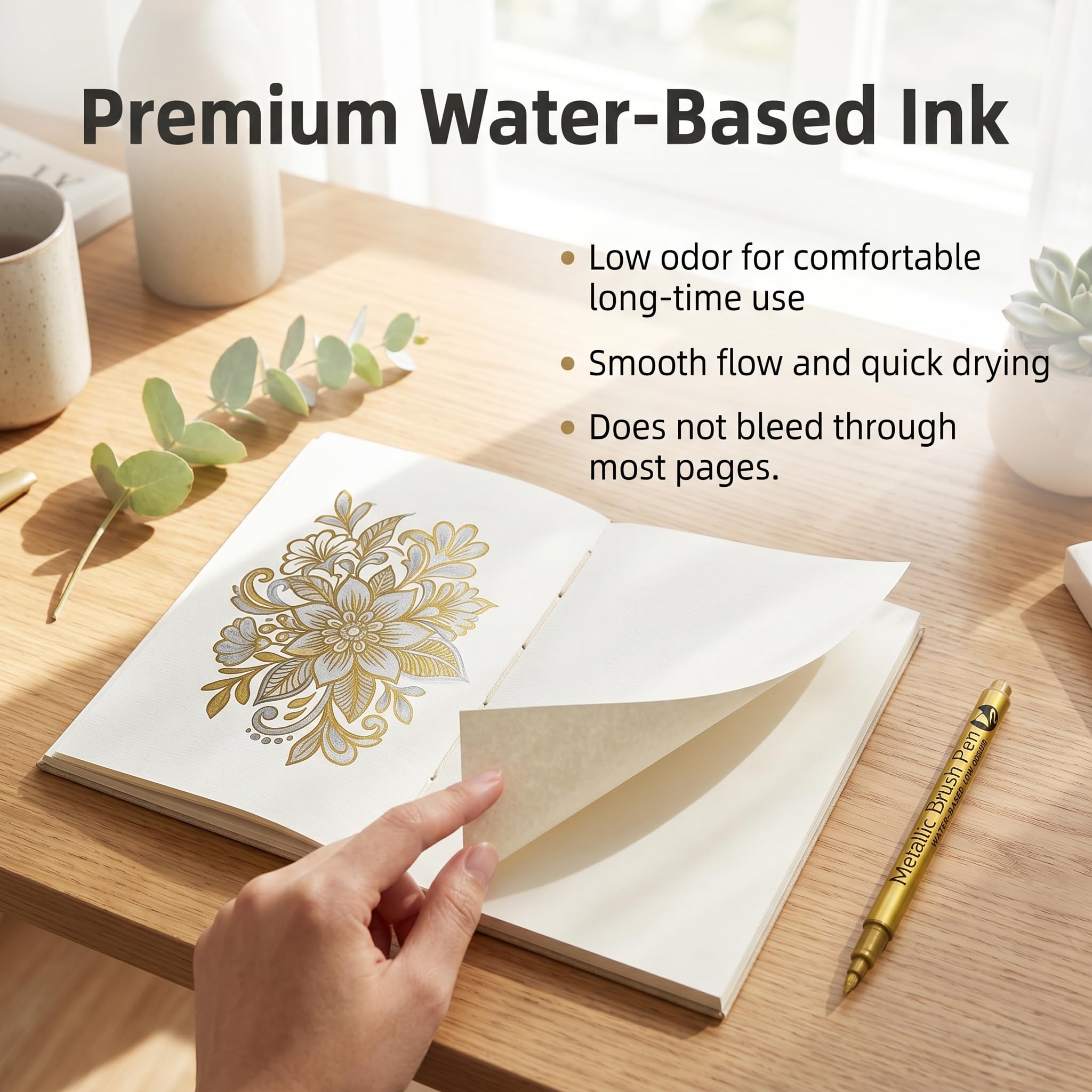 9 Wasserfeste Metallic Marker Stifte, Permanente Acrylmarker Metallic Stifte Set in Gold Silber Bronze, mit 6 Dicken und 3 Feinen Spitzen für Kartenschreiben, DIY Zeichnung, Album, Scrapbooking