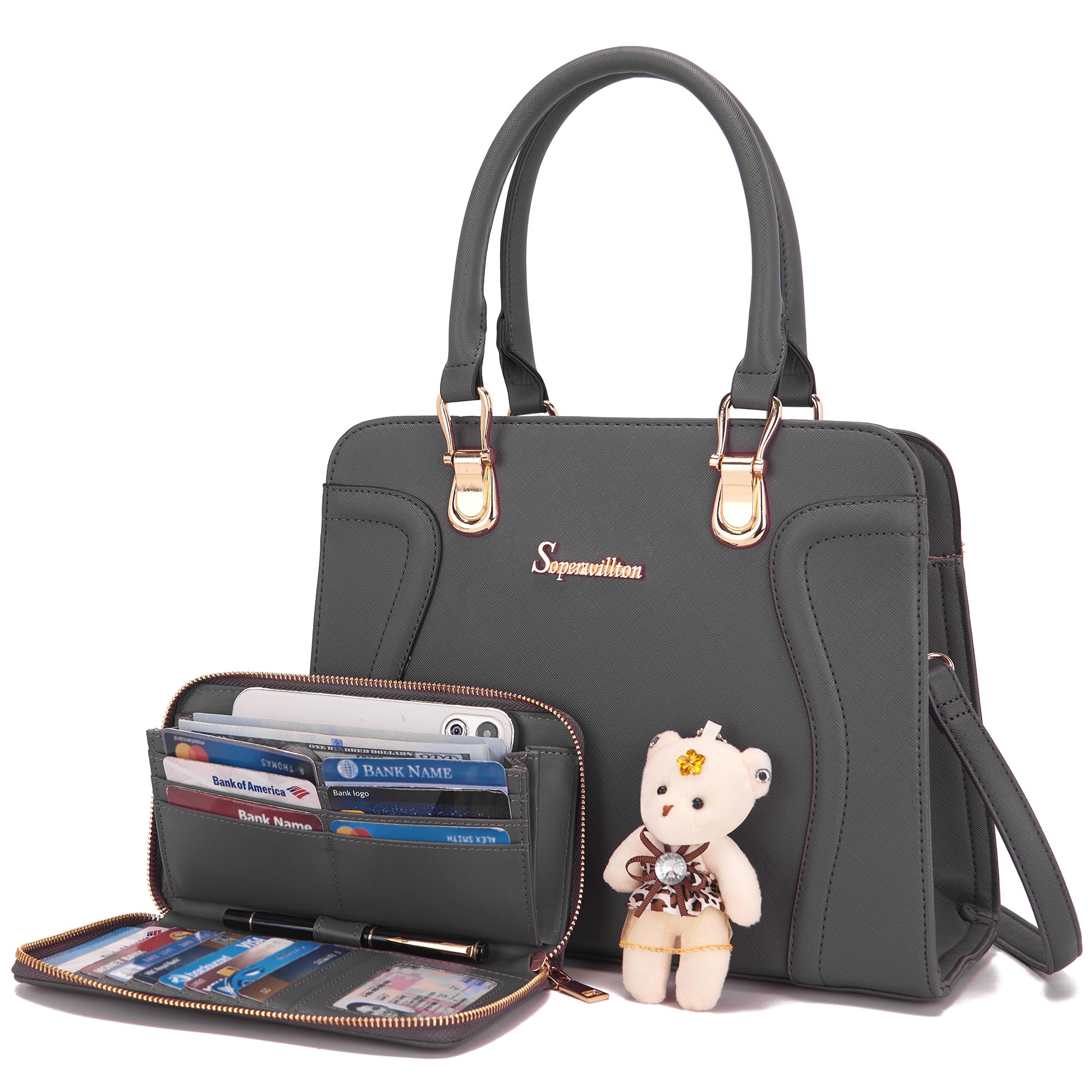 Women Handbags Purses Wallet Tote Bag Shoulder Bags Top Handle Satchel Purse Work Bag Set 2pcs