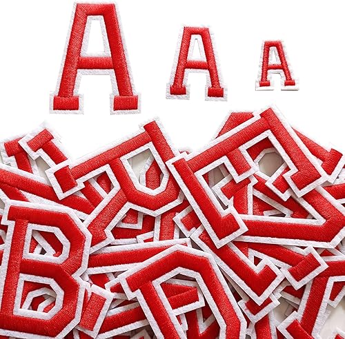 Miniatura 92 de Parches de letras para planchar de 1.3 pulgadas, 78 piezas, parches bordados del alfabeto A-Z para ropa, chaquetas, sombreros, mochilas, jeans